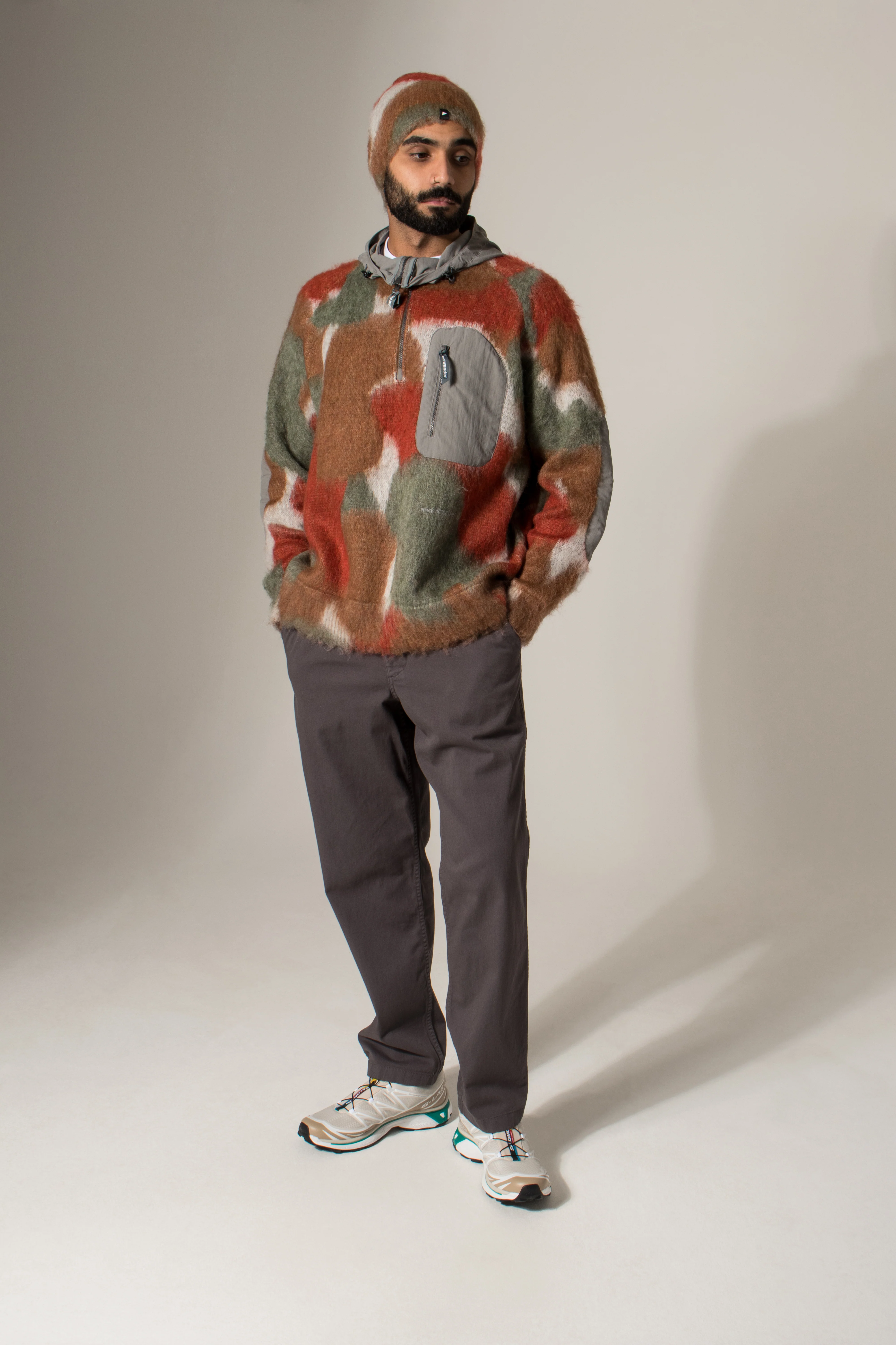 Mix Colour Shaggy Knit Hoodie - Image 2