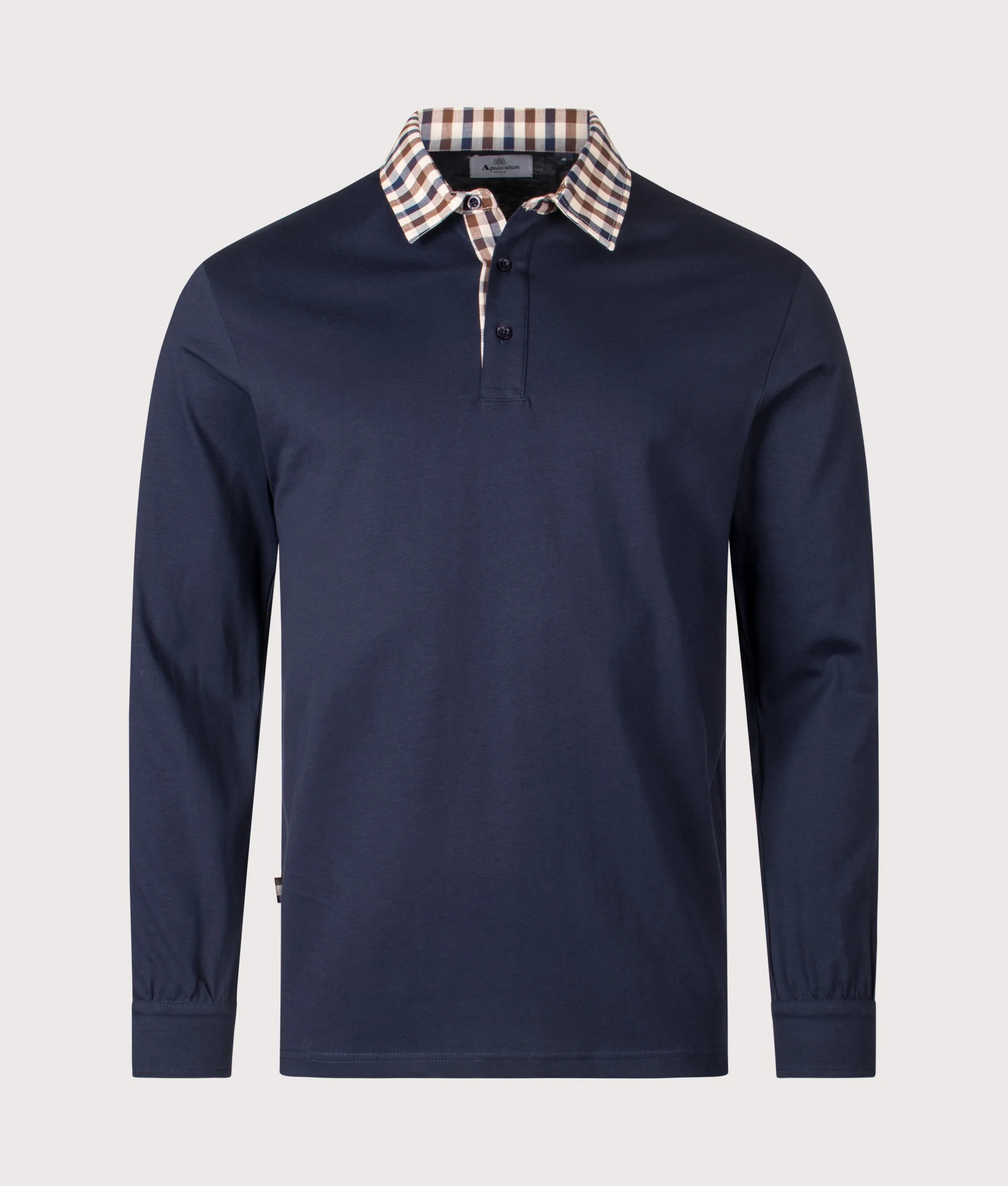Club Check Collar Long Sleeve Polo Shirt