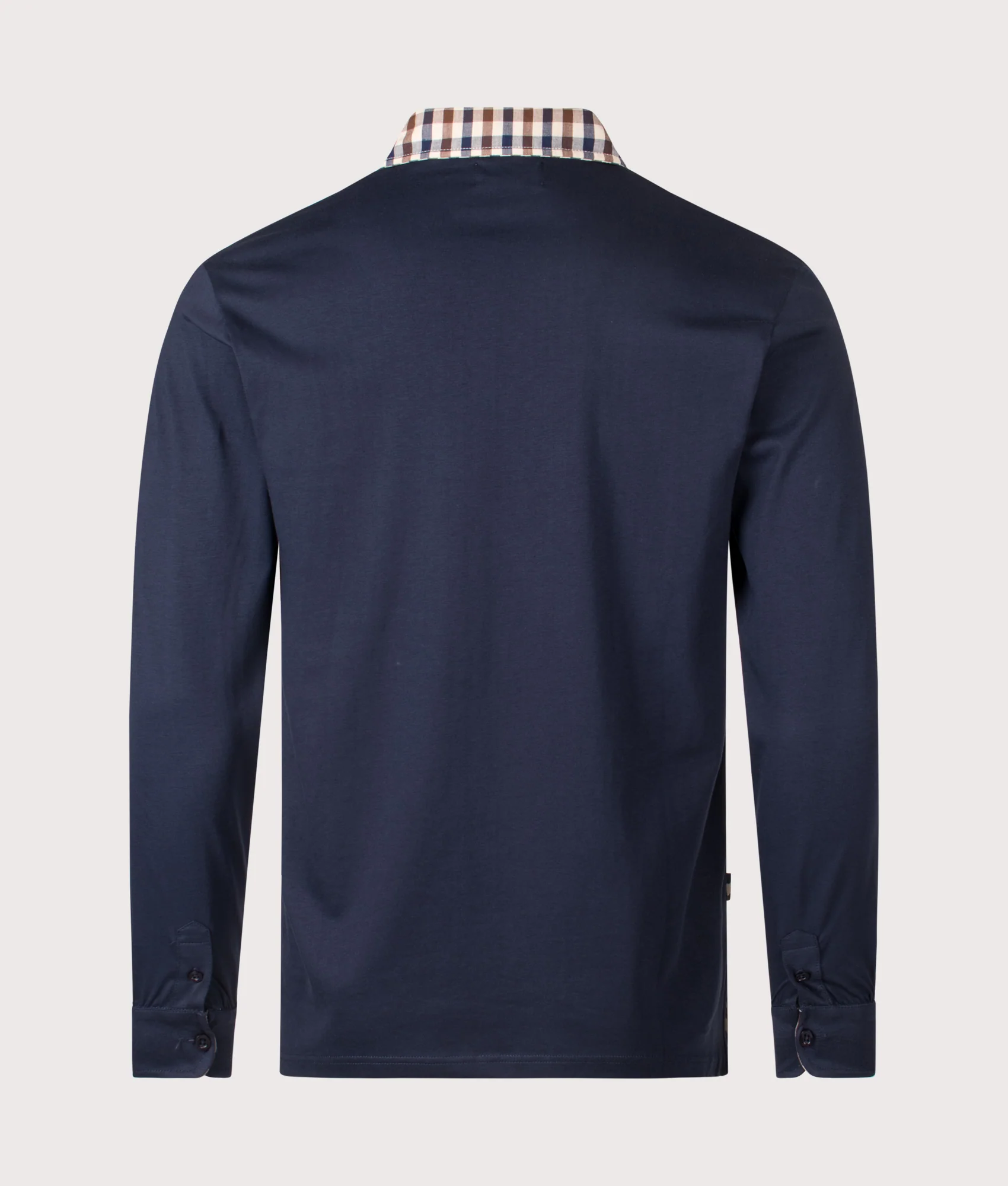Club Check Collar Long Sleeve Polo Shirt - Image 3