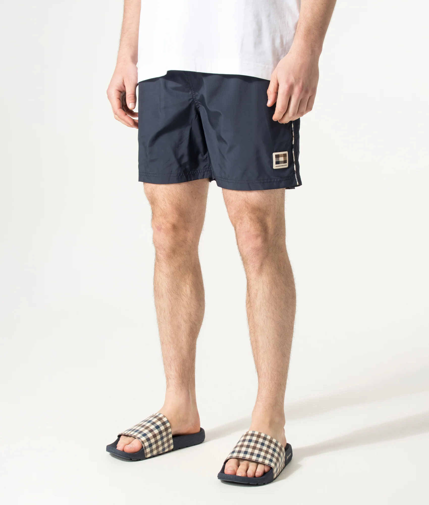 Club Check Piping Beach Swim Shorts