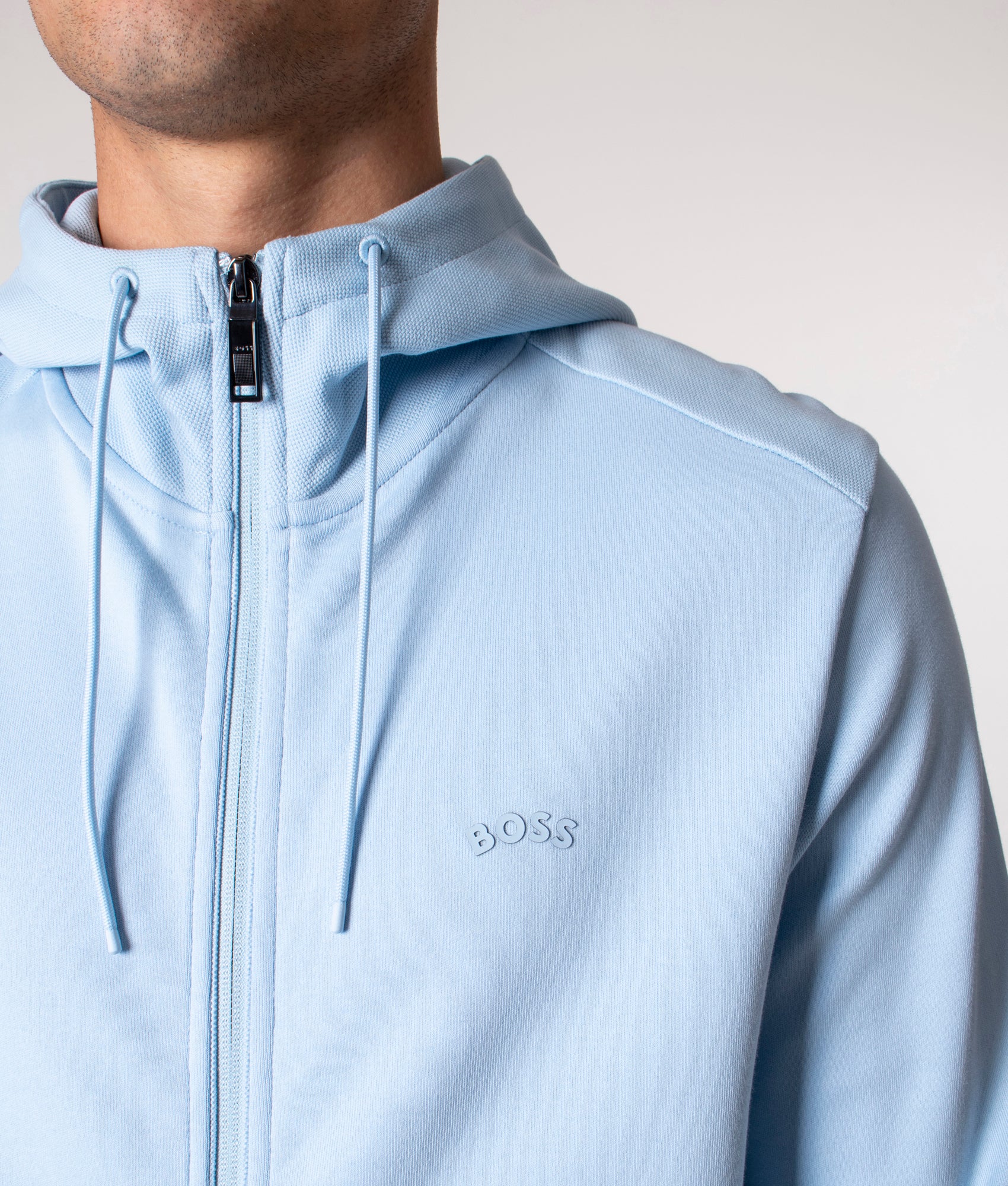 Saggy Curved Logo Zip Through Hoodie - Image 3