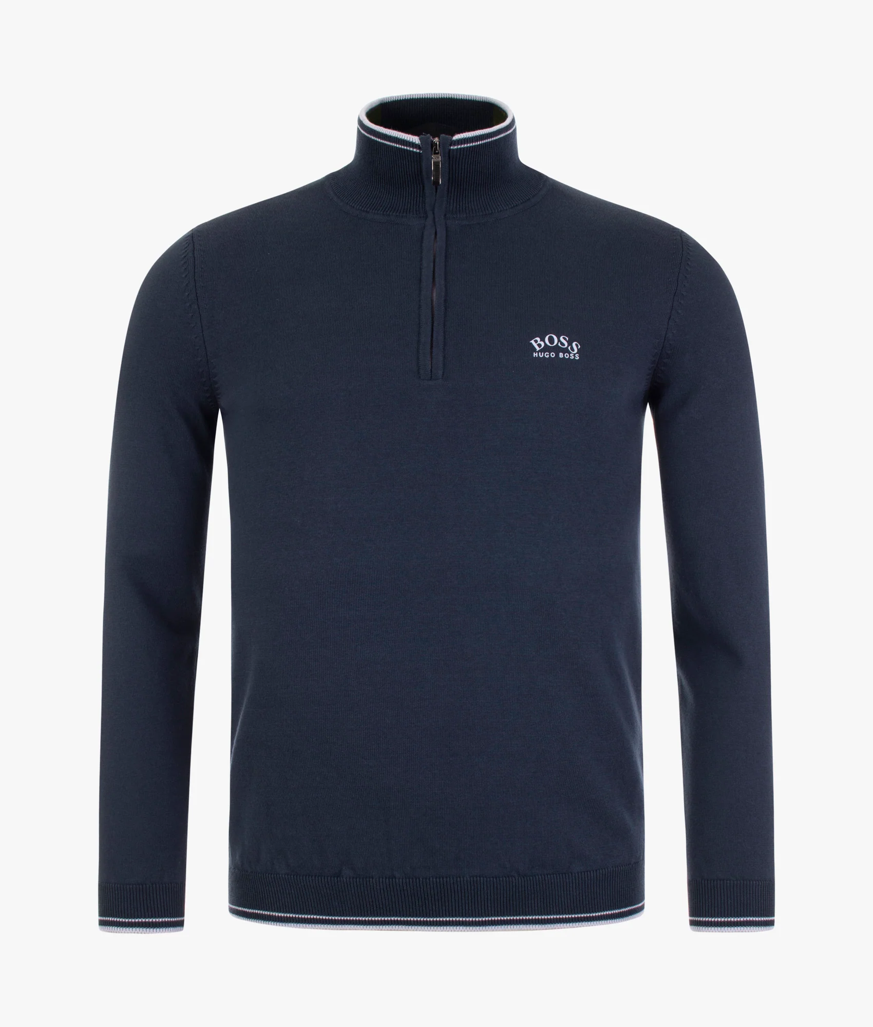 Regular Fit Quarter Zip-Neck Logo Knit Jumper