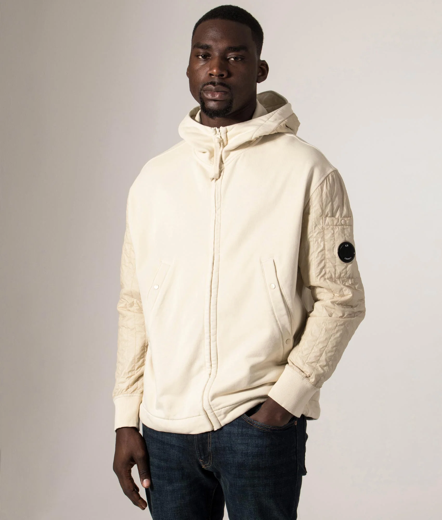 Diagonal Raised Fleece Full Zip Hooded Sweatshirt - Image 2