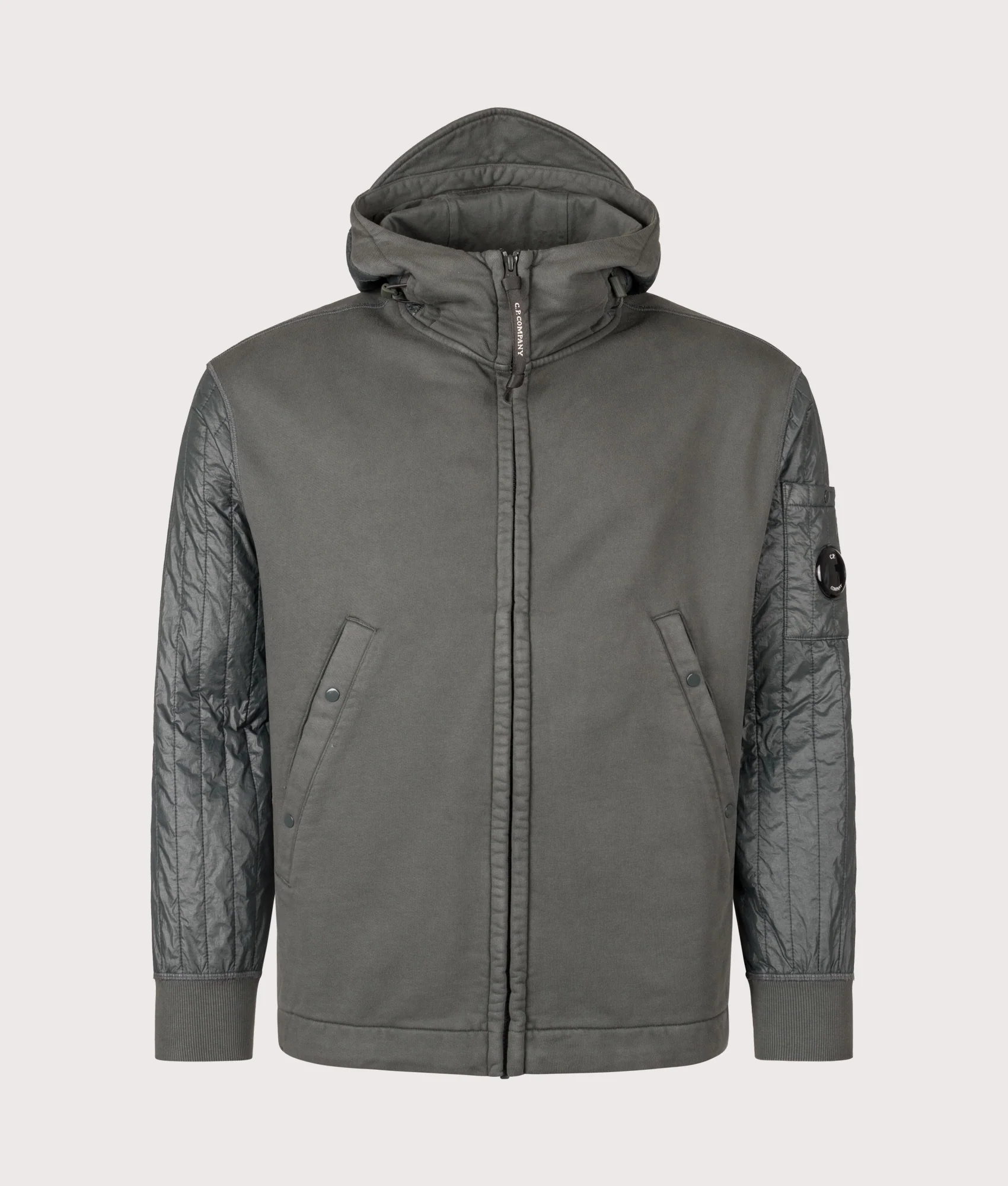 Diagonal Raised Fleece Full Zip Hooded Sweatshirt - Image 6