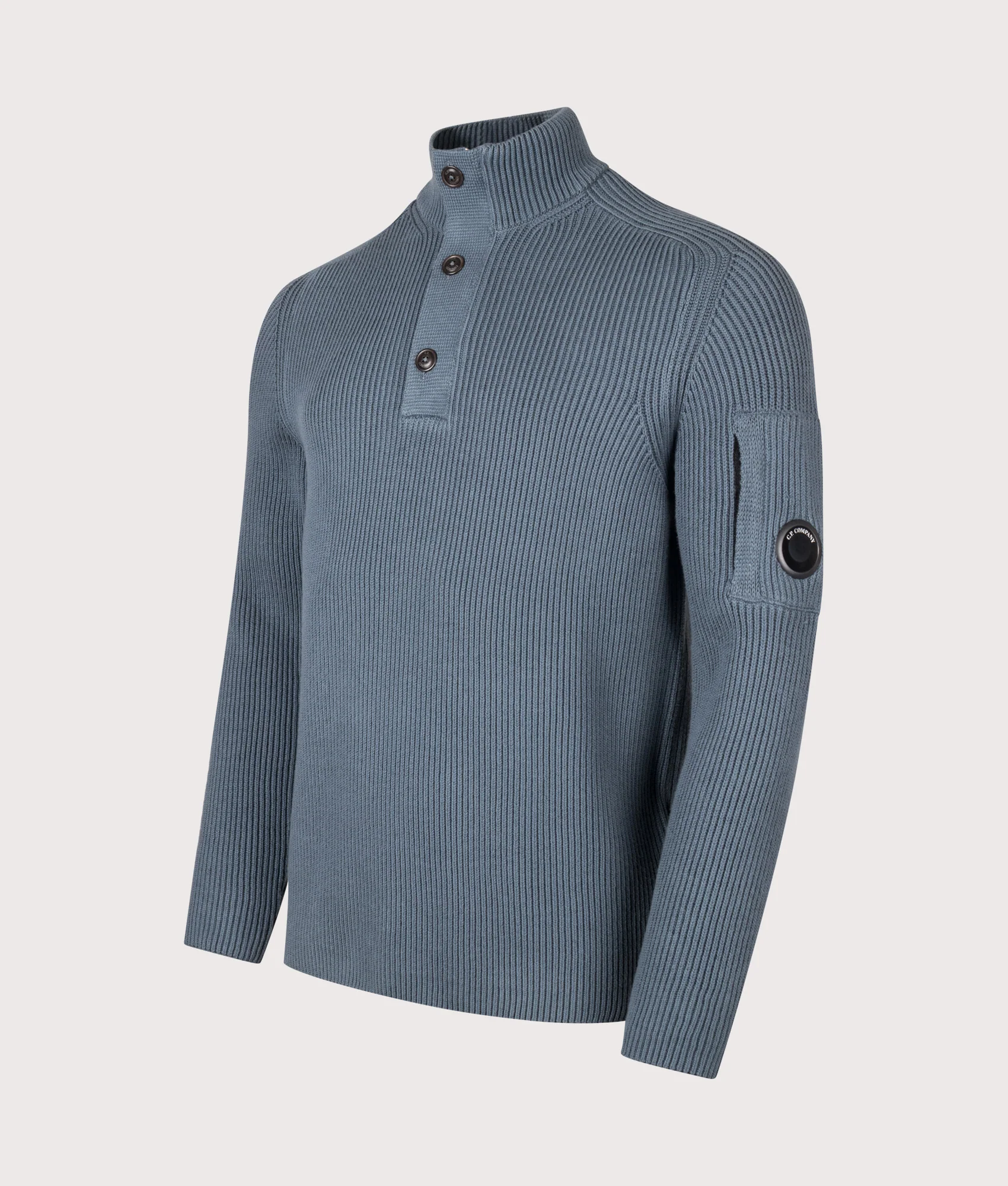 Full Rib Cotton Half Button Lens Jumper
