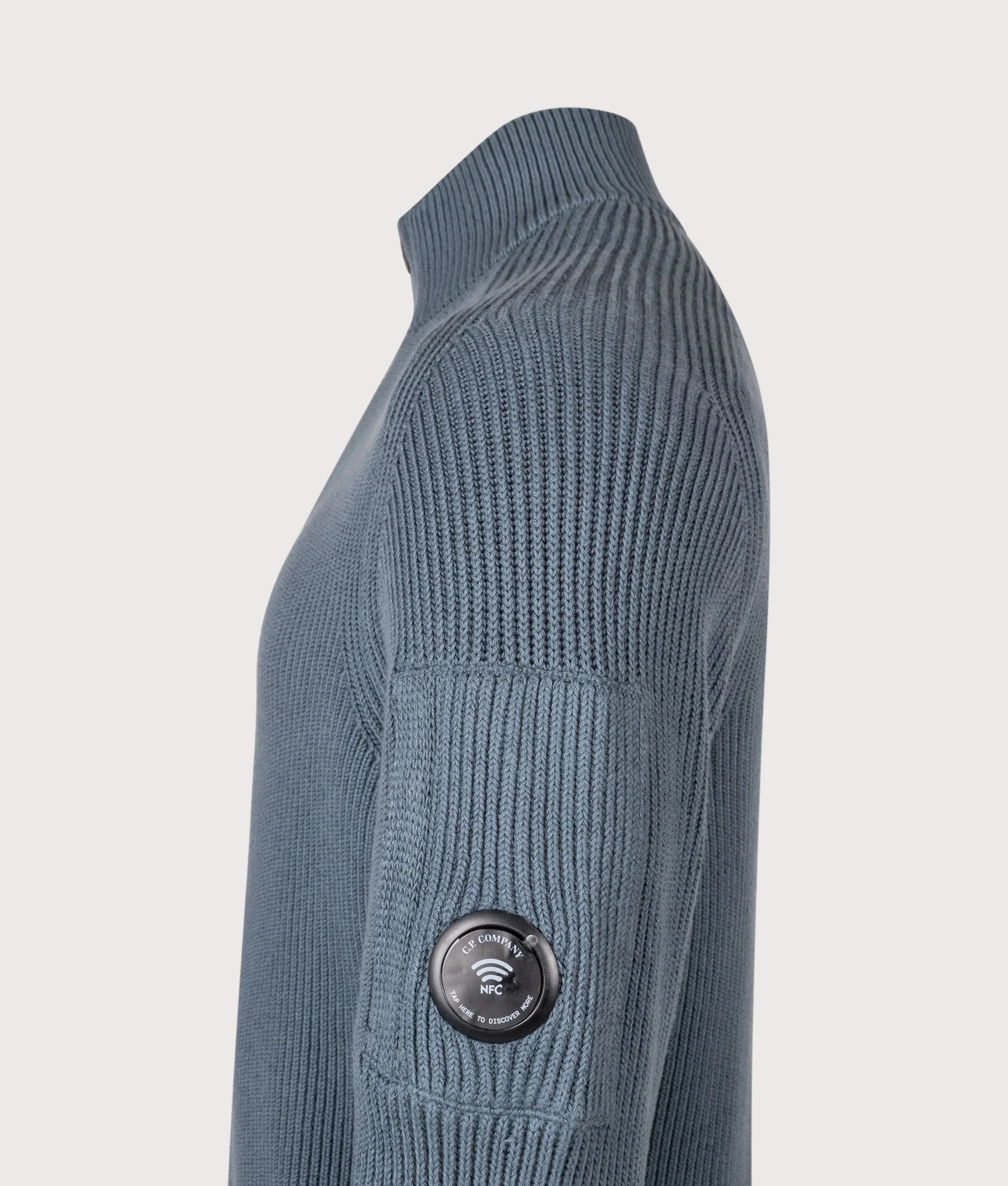 Full Rib Cotton Half Button Lens Jumper - Image 3