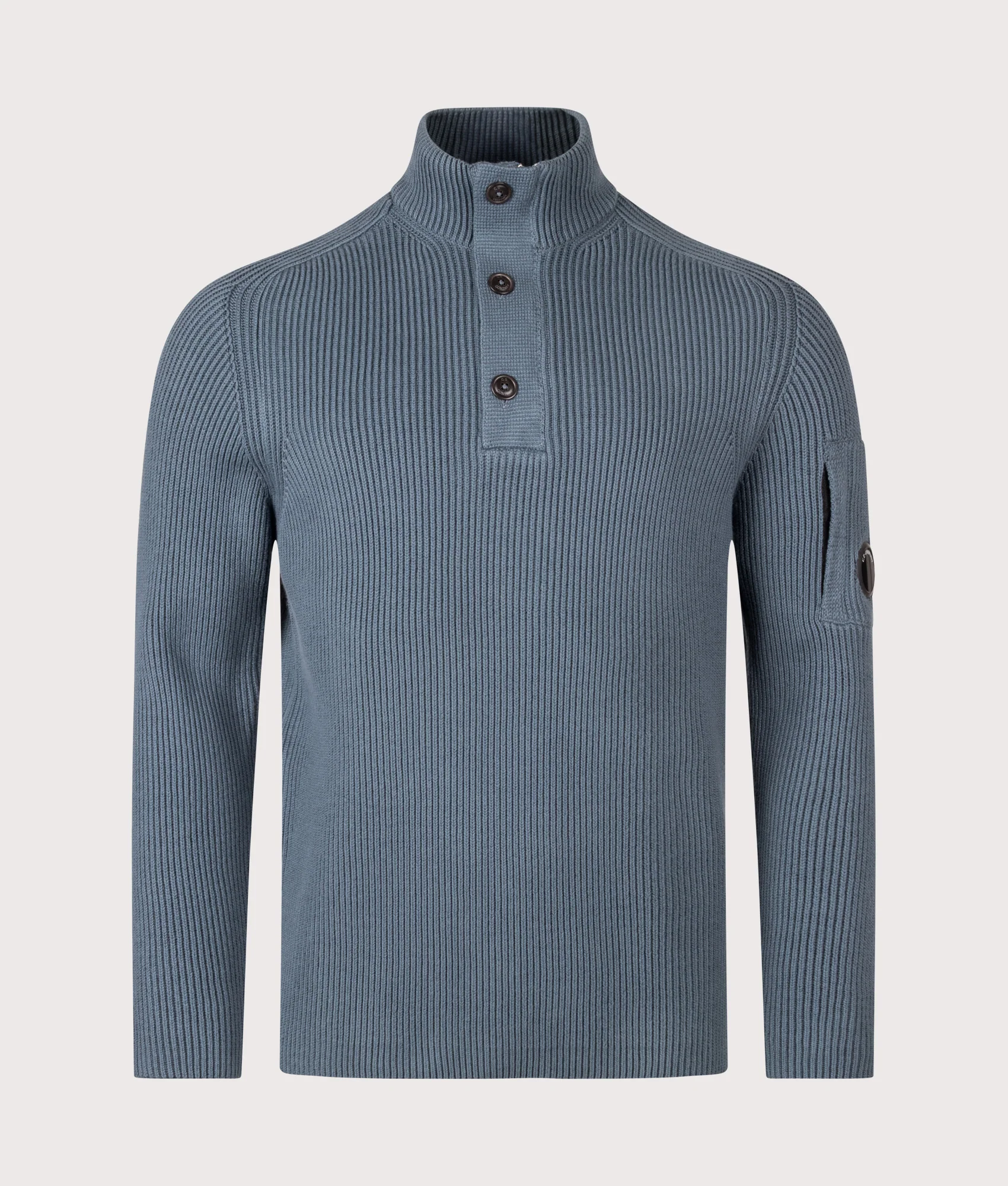 Full Rib Cotton Half Button Lens Jumper - Image 4