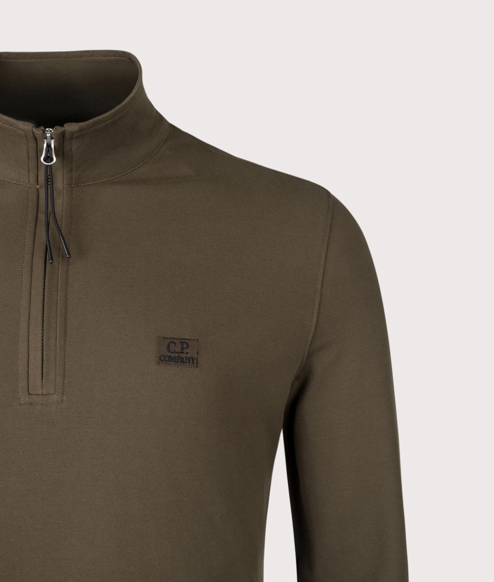 Stretch Piqué Quarter Zip Long Sleeve Polo Shirt - Image 2