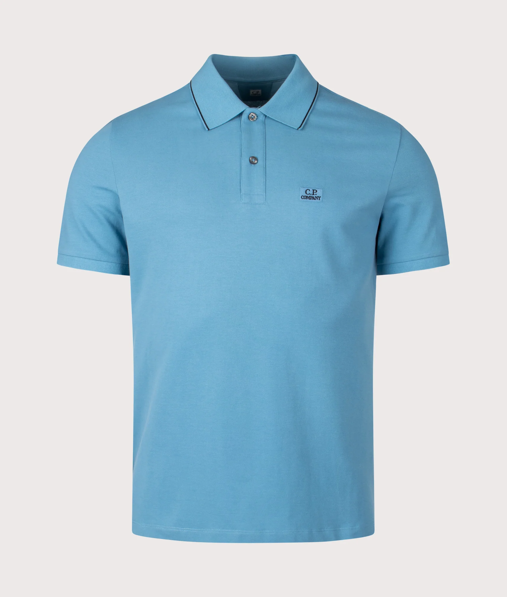 Stretch Piqué Short Sleeve Striped Collar Polo Shirt