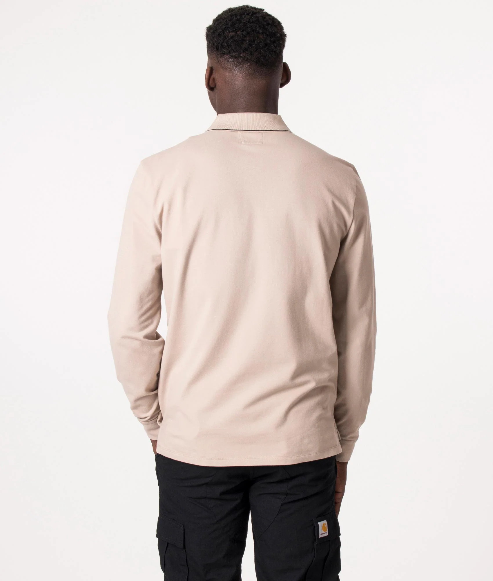 Long Sleeve Stretch Piqué Striped Collar Polo Shirt - Image 3