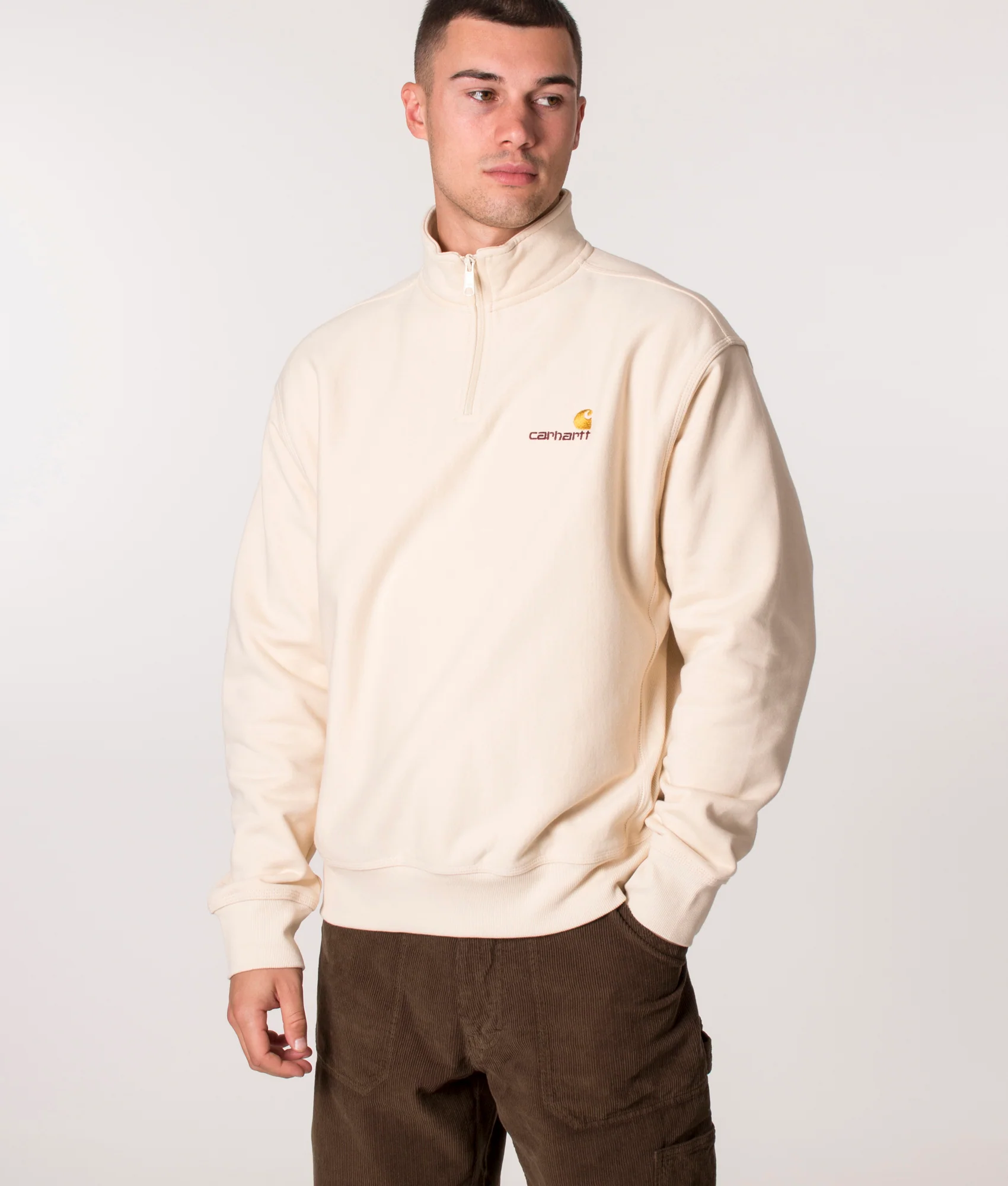 Loose Fit Quarter Zip American Script Sweatshirt