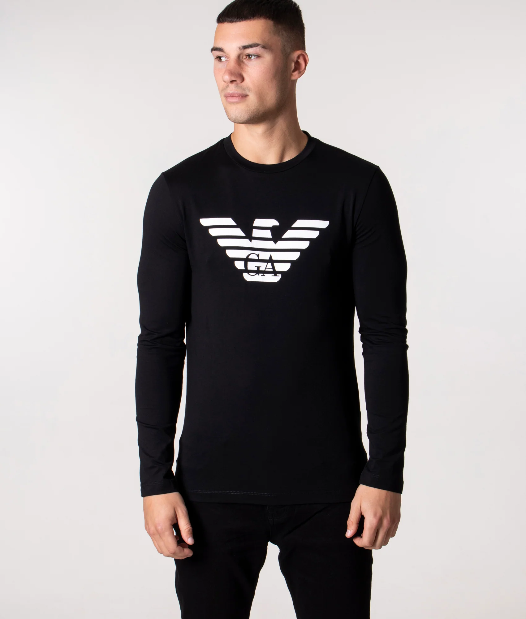 Slim Fit Long Sleeved Large Logo Eagle T-Shirt