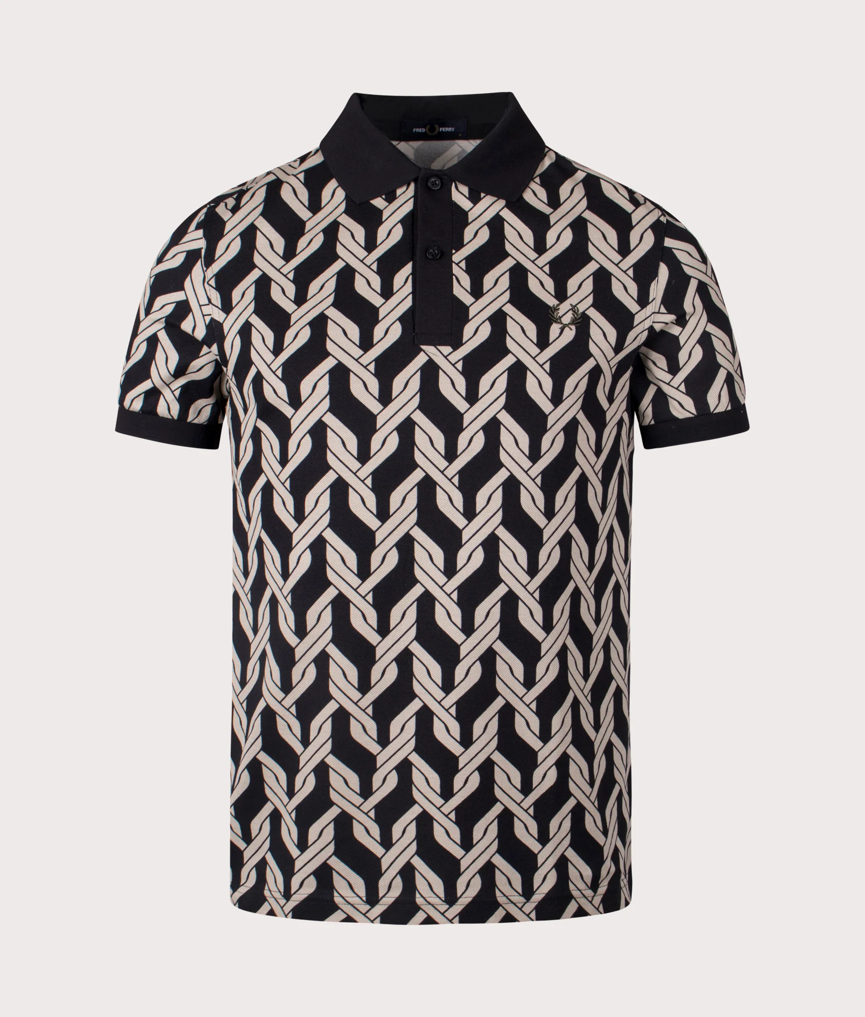 Regular Fit Cable Knit Print Polo Shirt