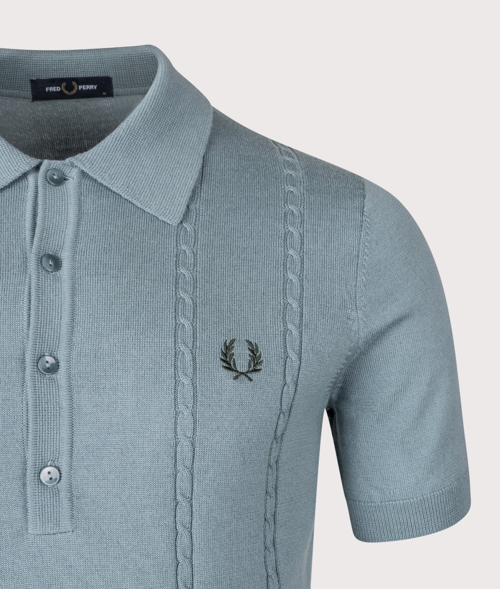 Regular Fit Cable Knitted Polo Shirt - Image 3