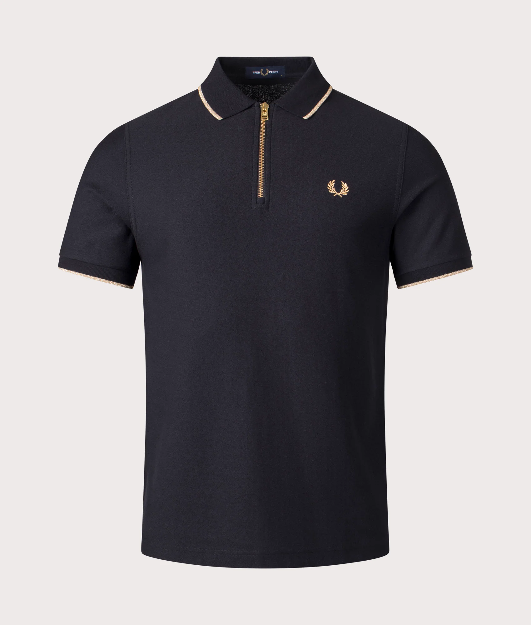 Regular Fit Crepe Piqué Zip Neck Polo Shirt