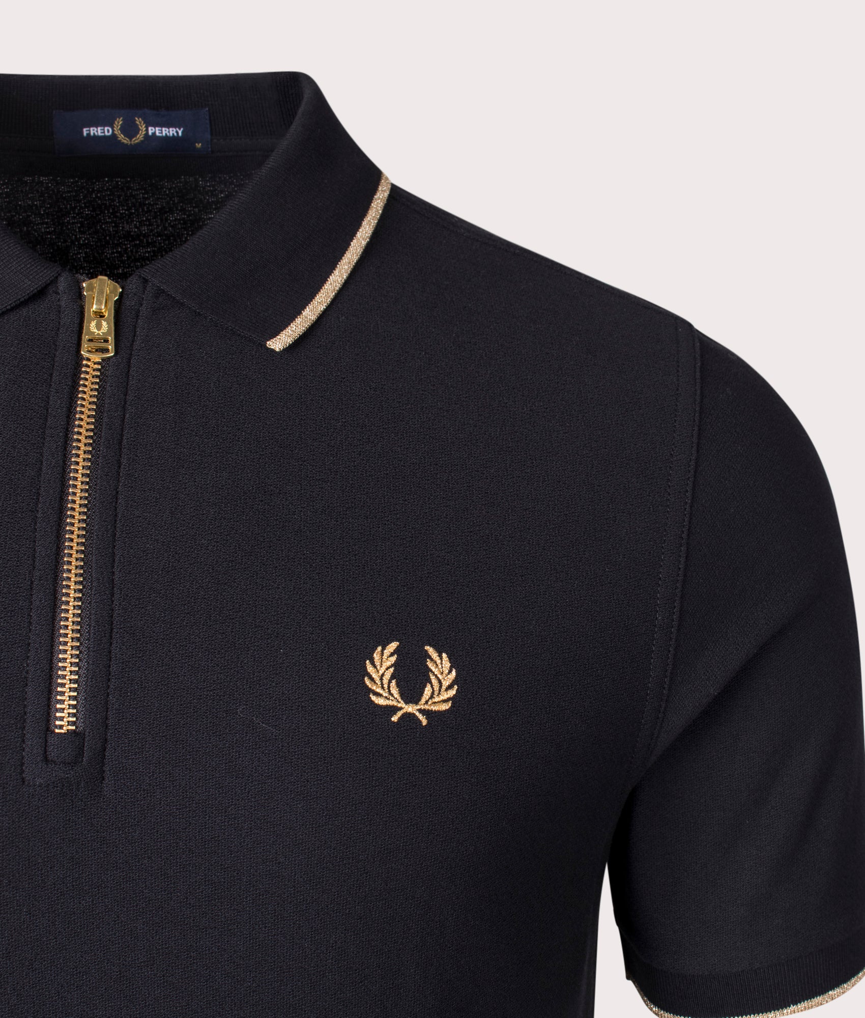 Regular Fit Crepe Piqué Zip Neck Polo Shirt - Image 2