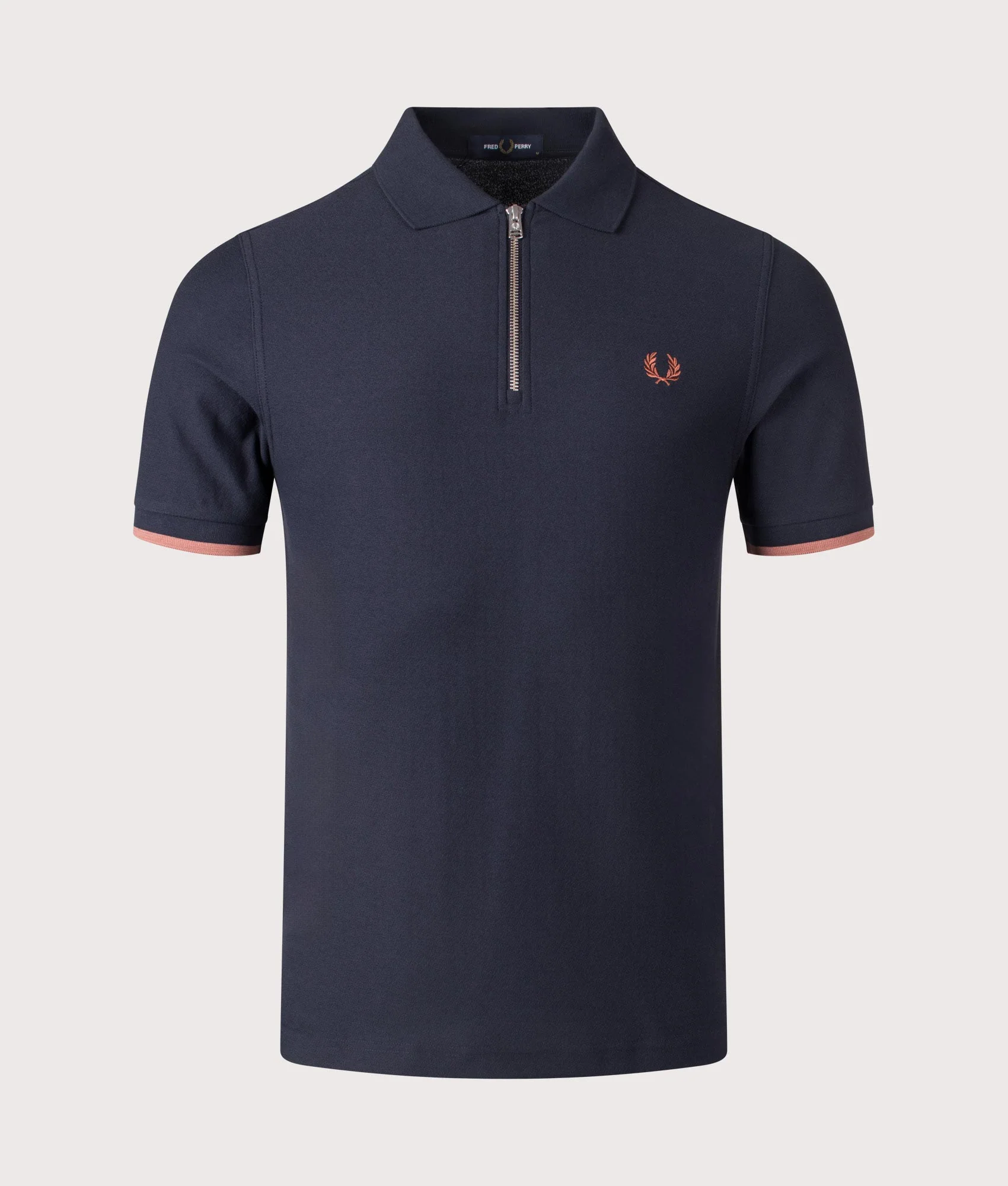 Regular Fit Crepe Piqué Zip Neck Polo Shirt