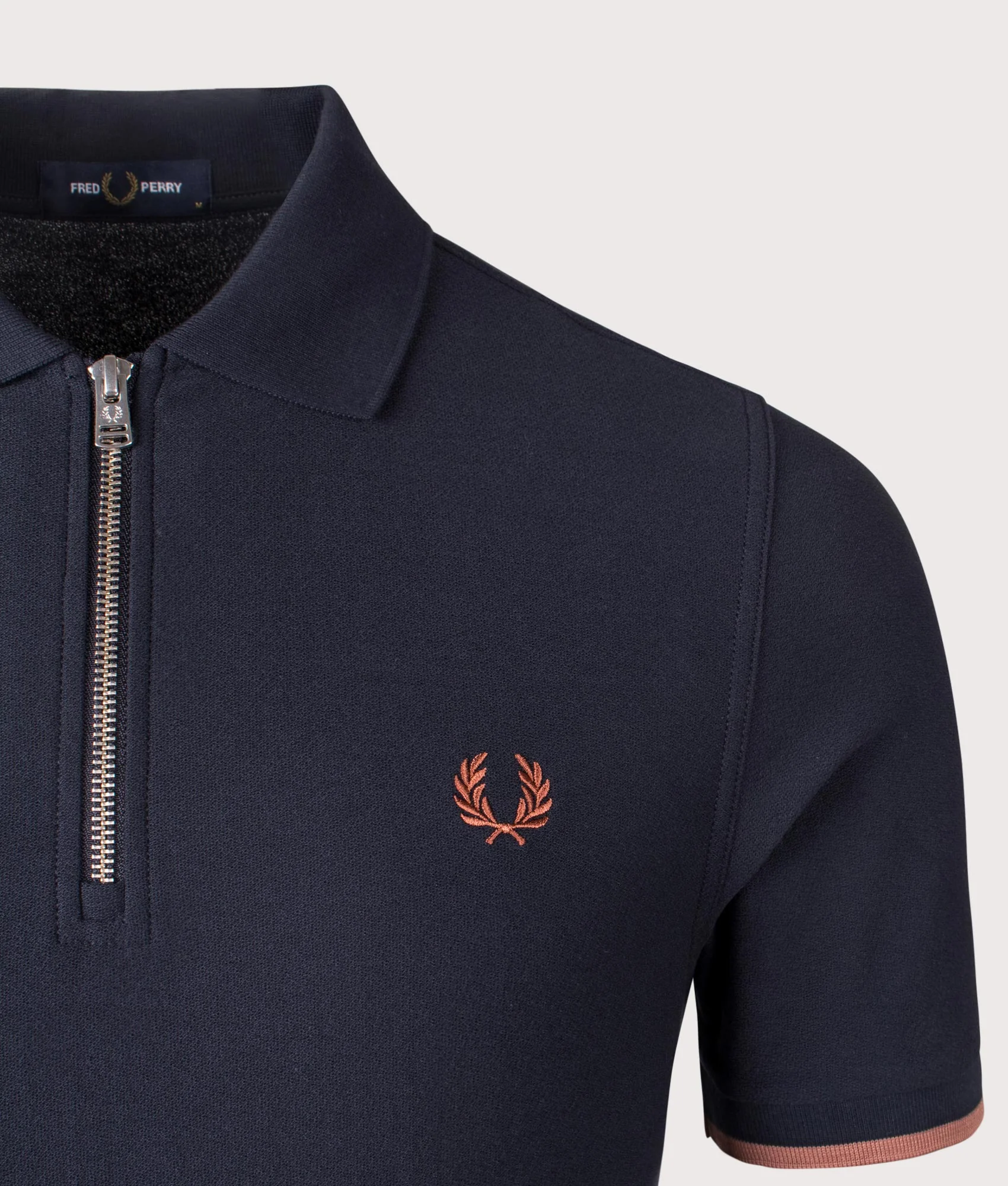 Regular Fit Crepe Piqué Zip Neck Polo Shirt - Image 2