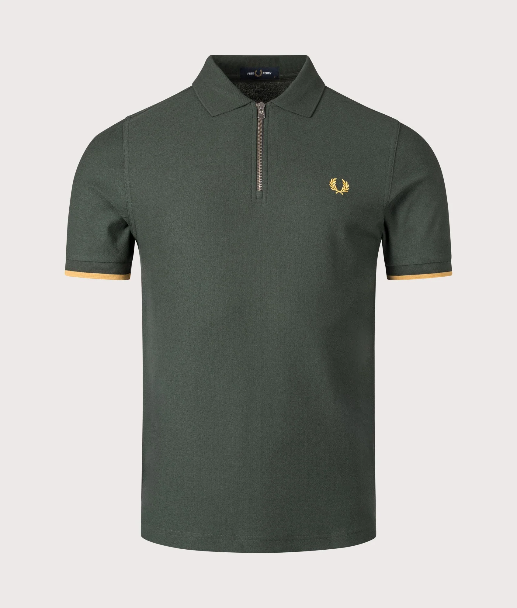 Regular Fit Crepe Piqué Zip Neck Polo Shirt