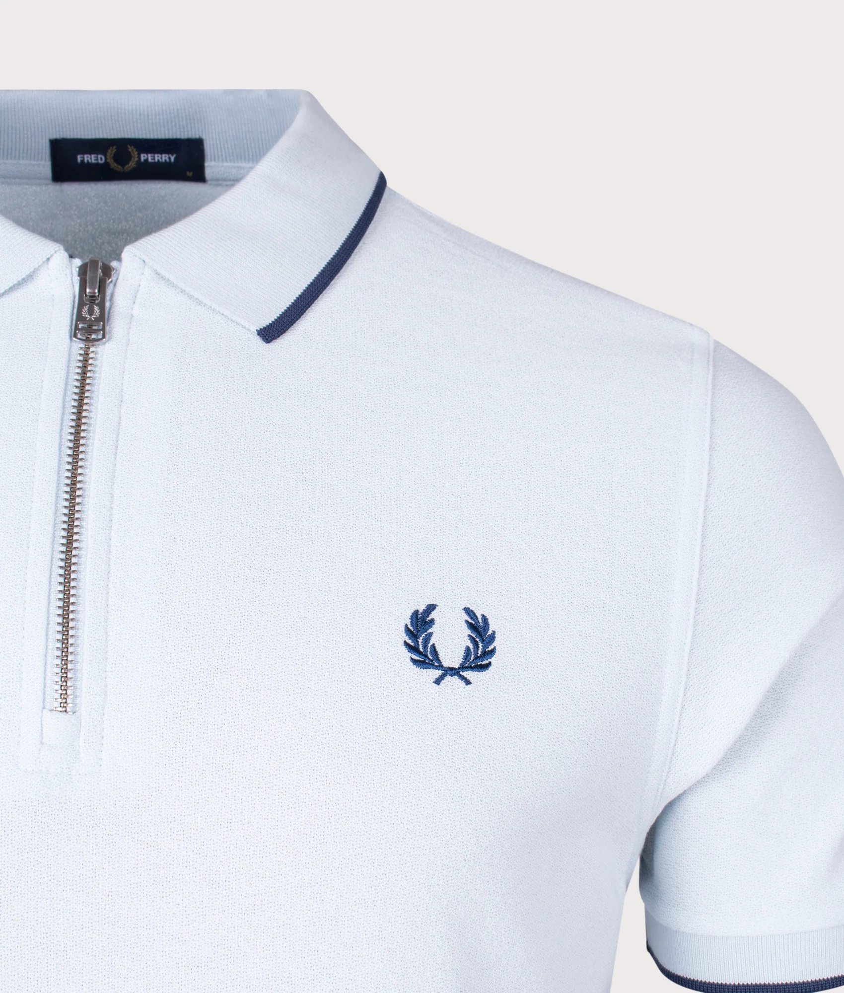 Regular Fit Crepe Piqué Zip Neck Polo Shirt - Image 2
