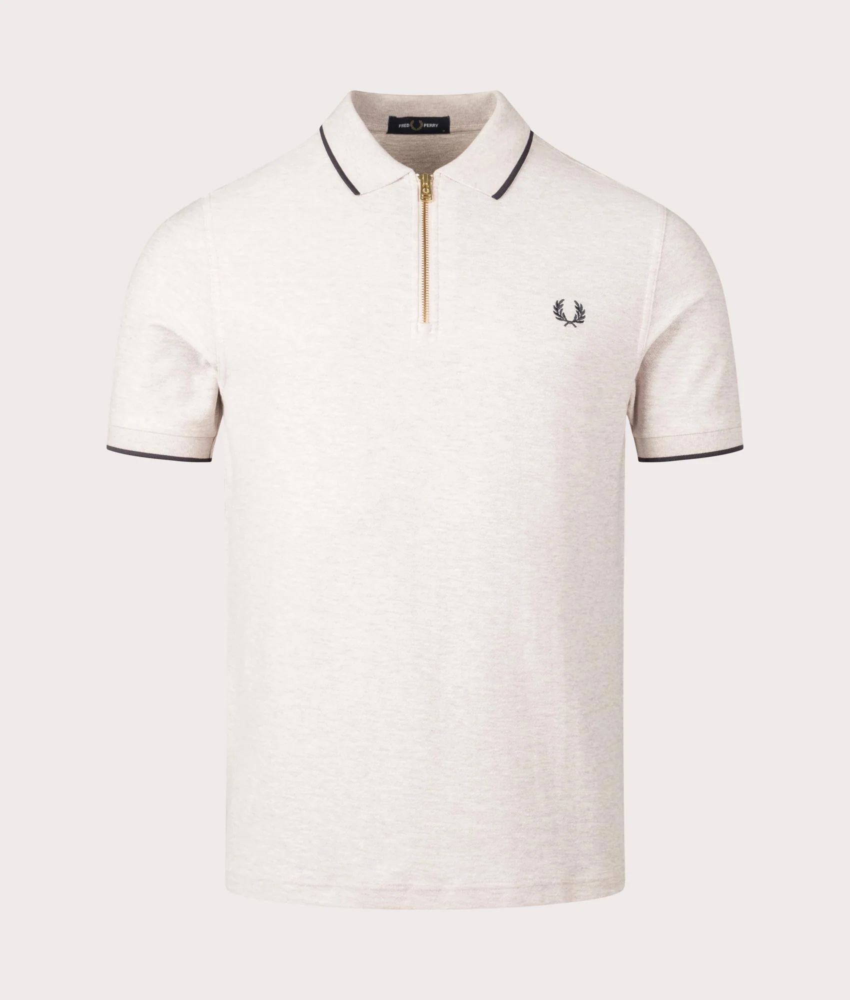 Regular Fit Crepe Piqué Zip Neck Polo Shirt