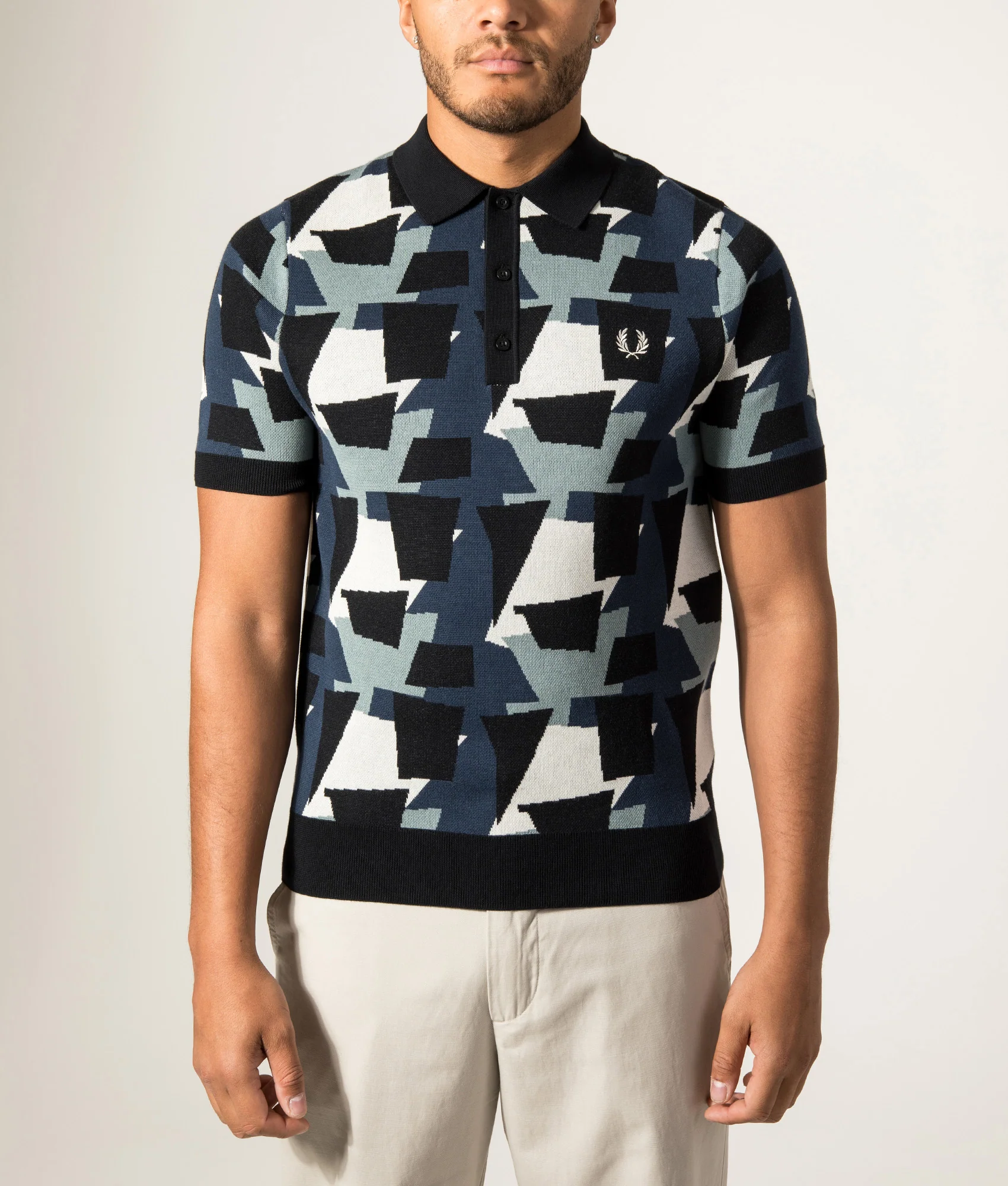 Regular Fit Fragment Jacquard Knit Polo Shirt - Image 2