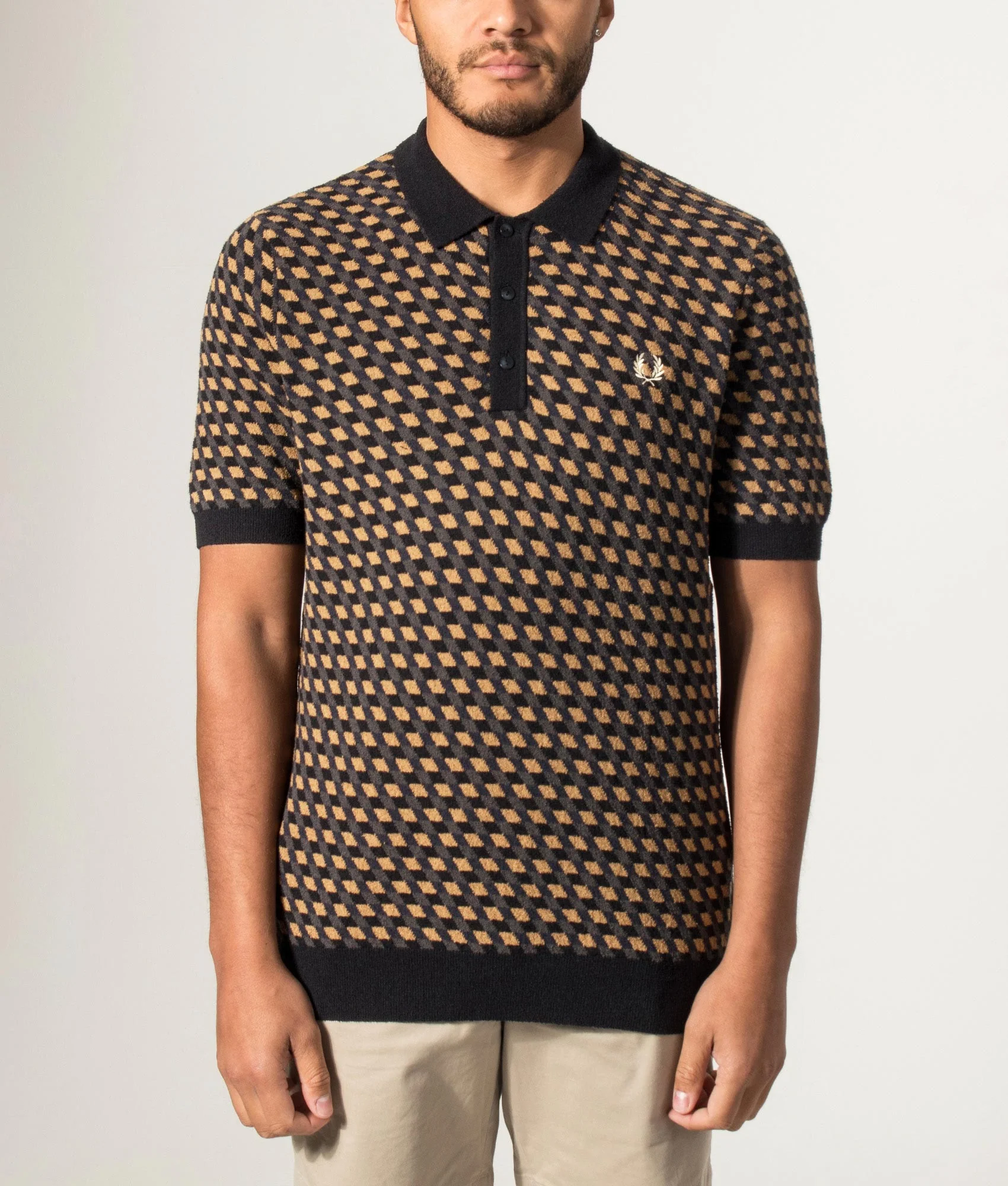 Regular Fit Geometric Knitted Polo Shirt - Image 2