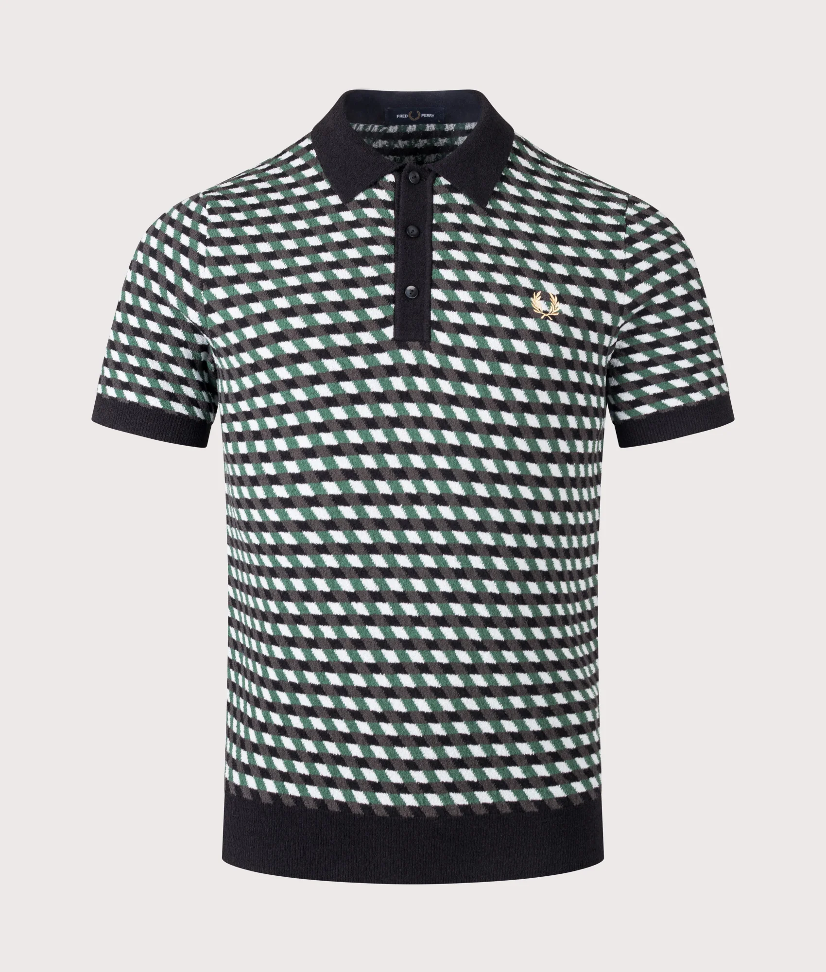 Regular Fit Geometric Knitted Polo Shirt