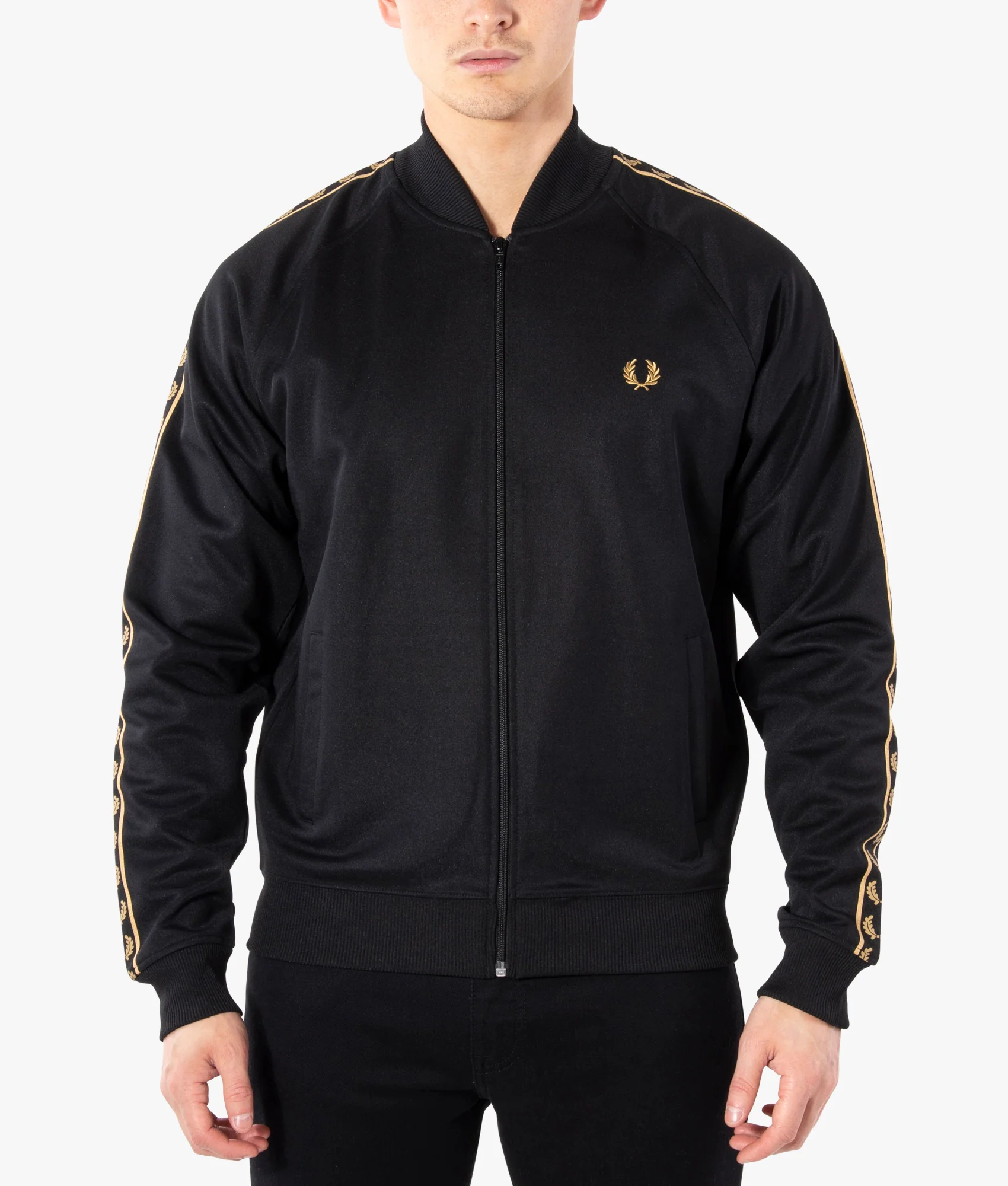 Regular Fit Gold Tape Bomber Track Top - Image 3