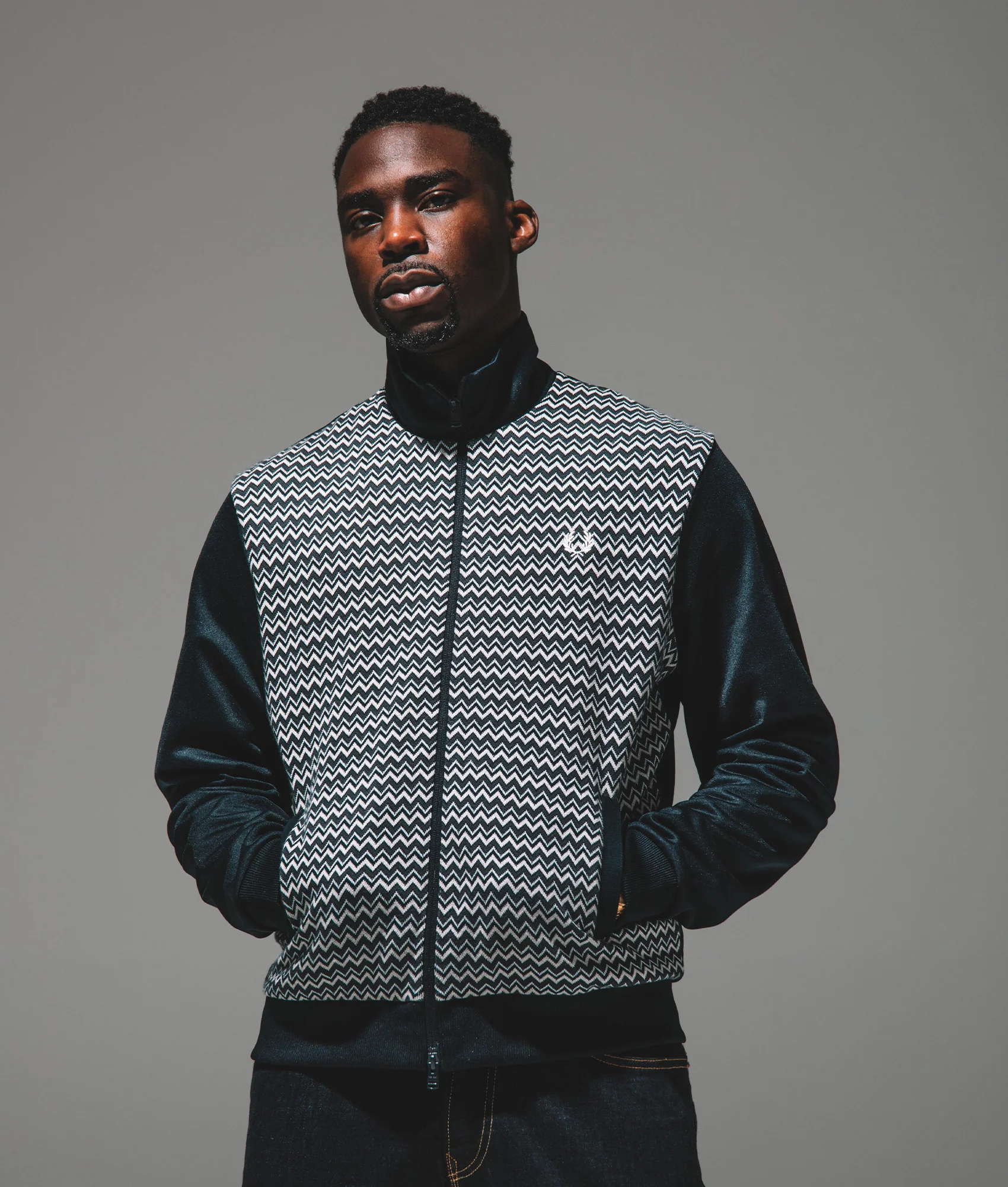 Regular Fit Knitted Panel Track Top - Image 2