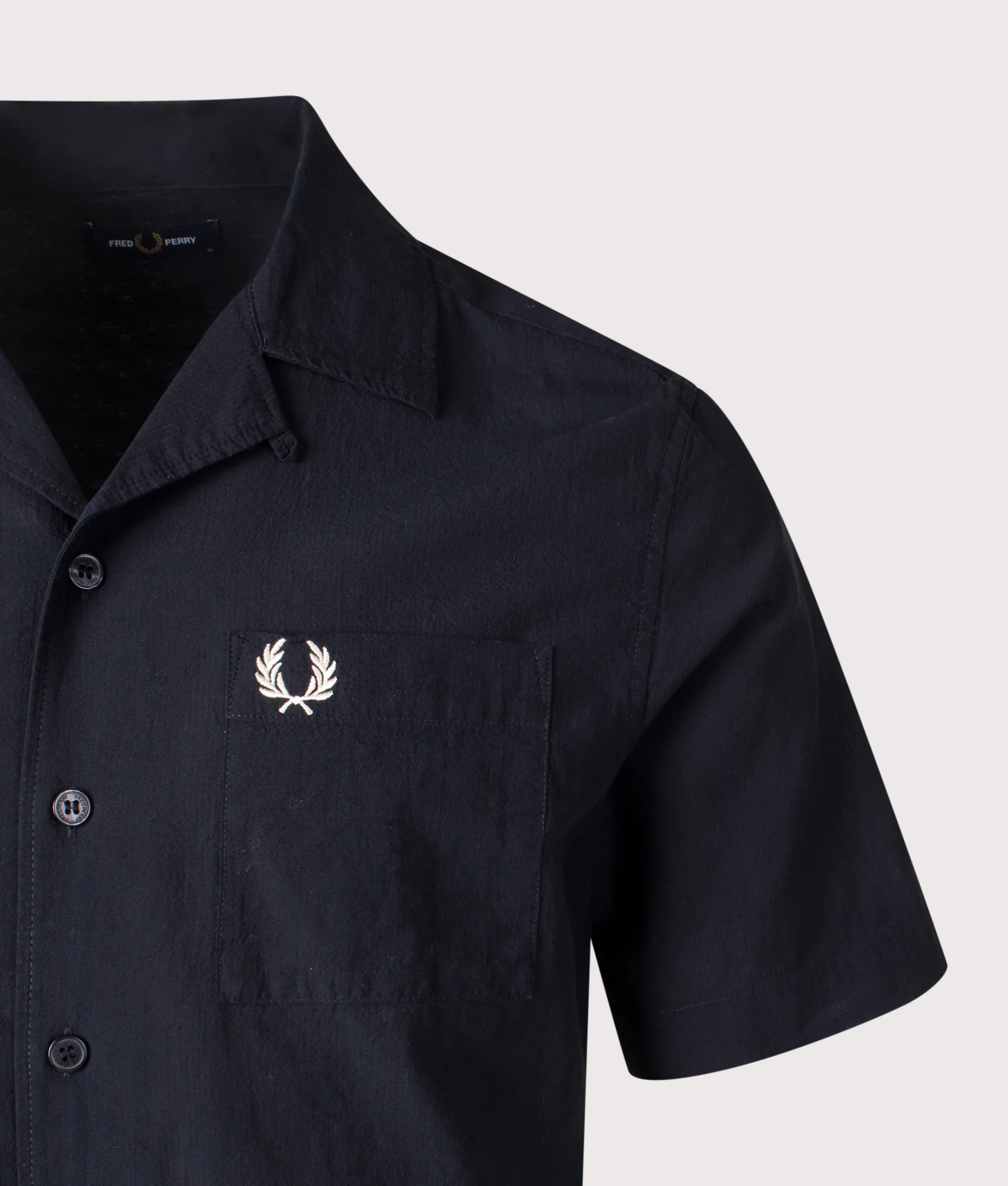 Regular Fit Lightweight Texture Short Sleeve Revere Collar Shirt - Image 2