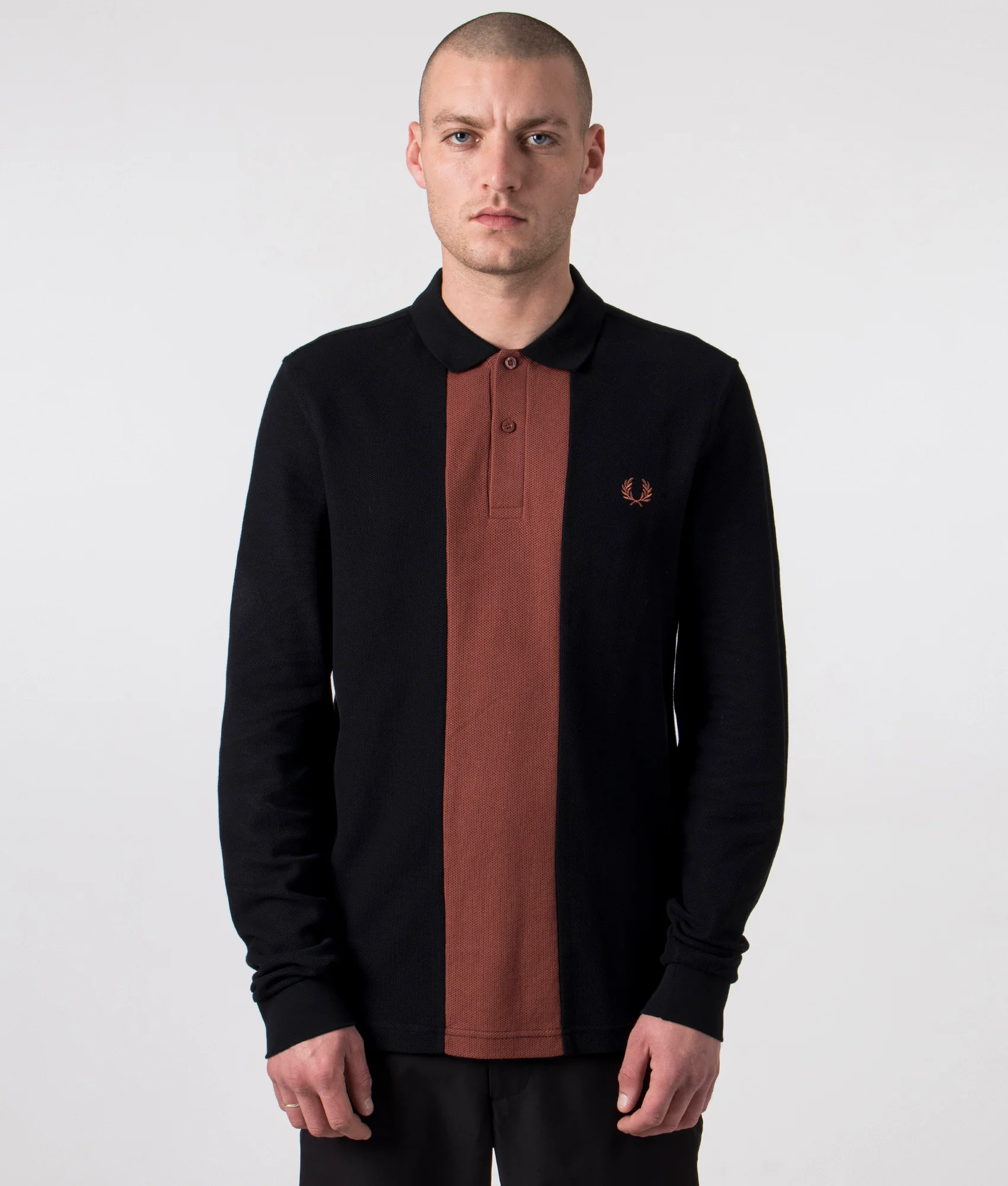 Regular Fit Long Sleeve Panelled Polo Shirt
