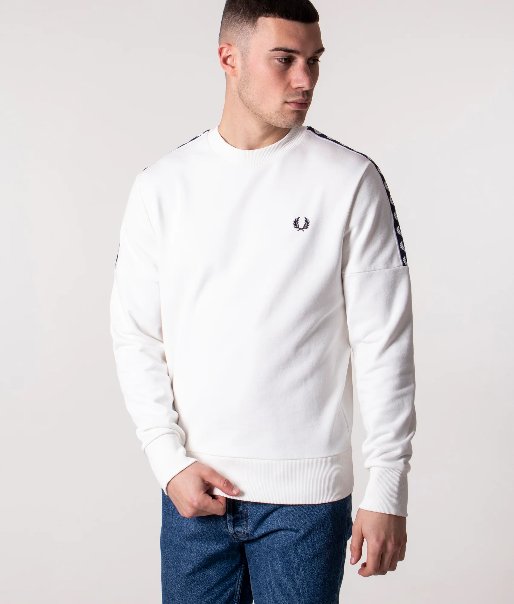 Regular Fit Panelled Taped Crew Neck Sweat - Image 3