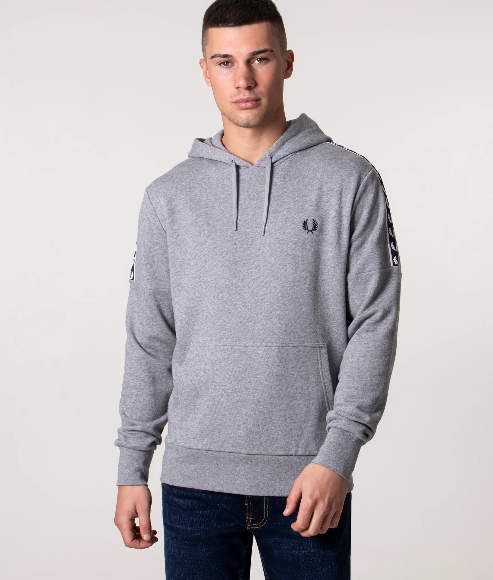 Regular Fit Panelled Taped Logo Hoodie
