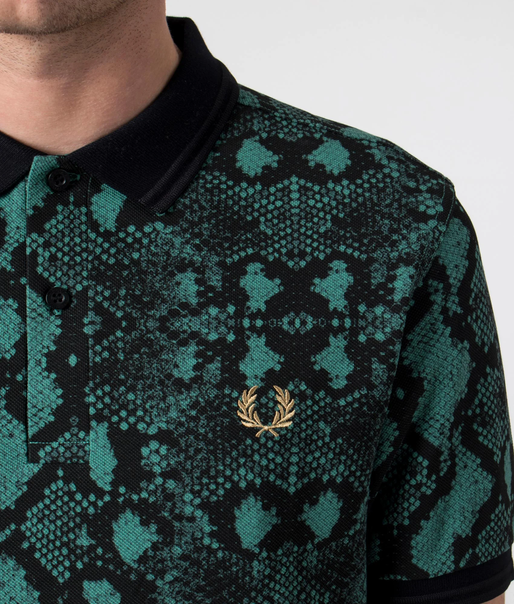 Regular Fit Snake Print Fred Perry Polo Shirt - Image 2