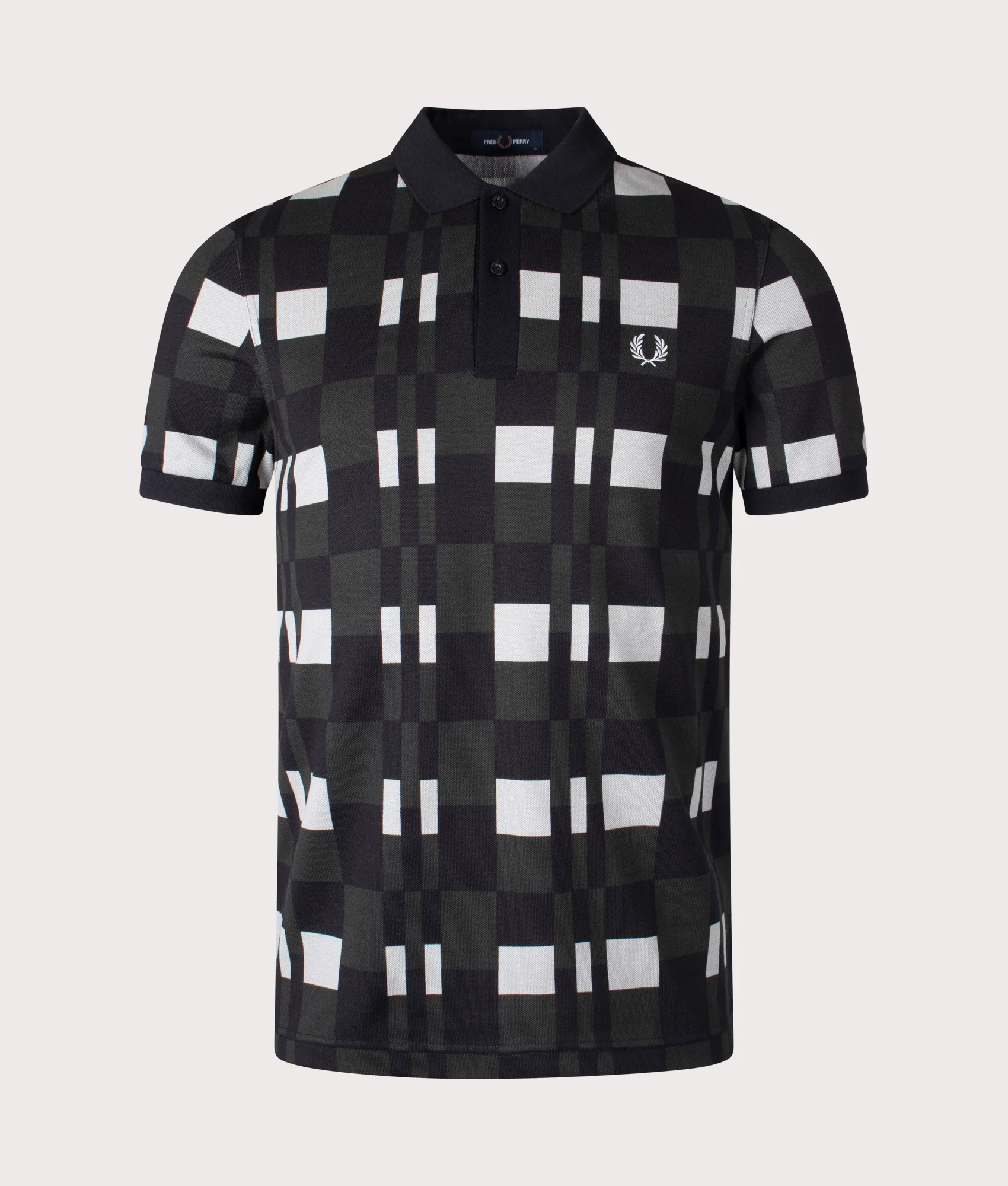 Regular Fit Split Chequerboard Print Polo Shirt