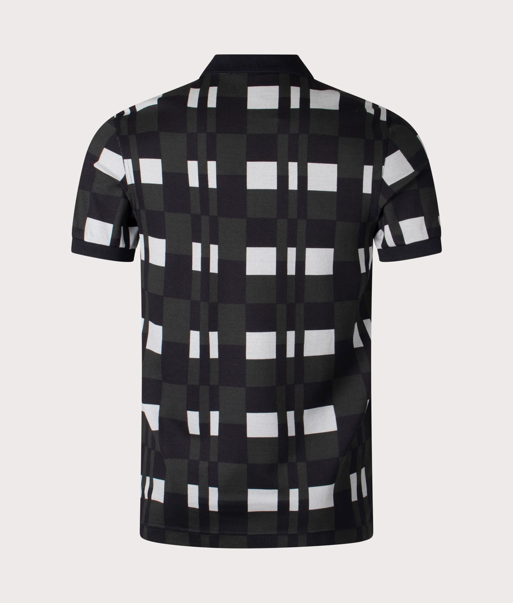 Regular Fit Split Chequerboard Print Polo Shirt - Image 3