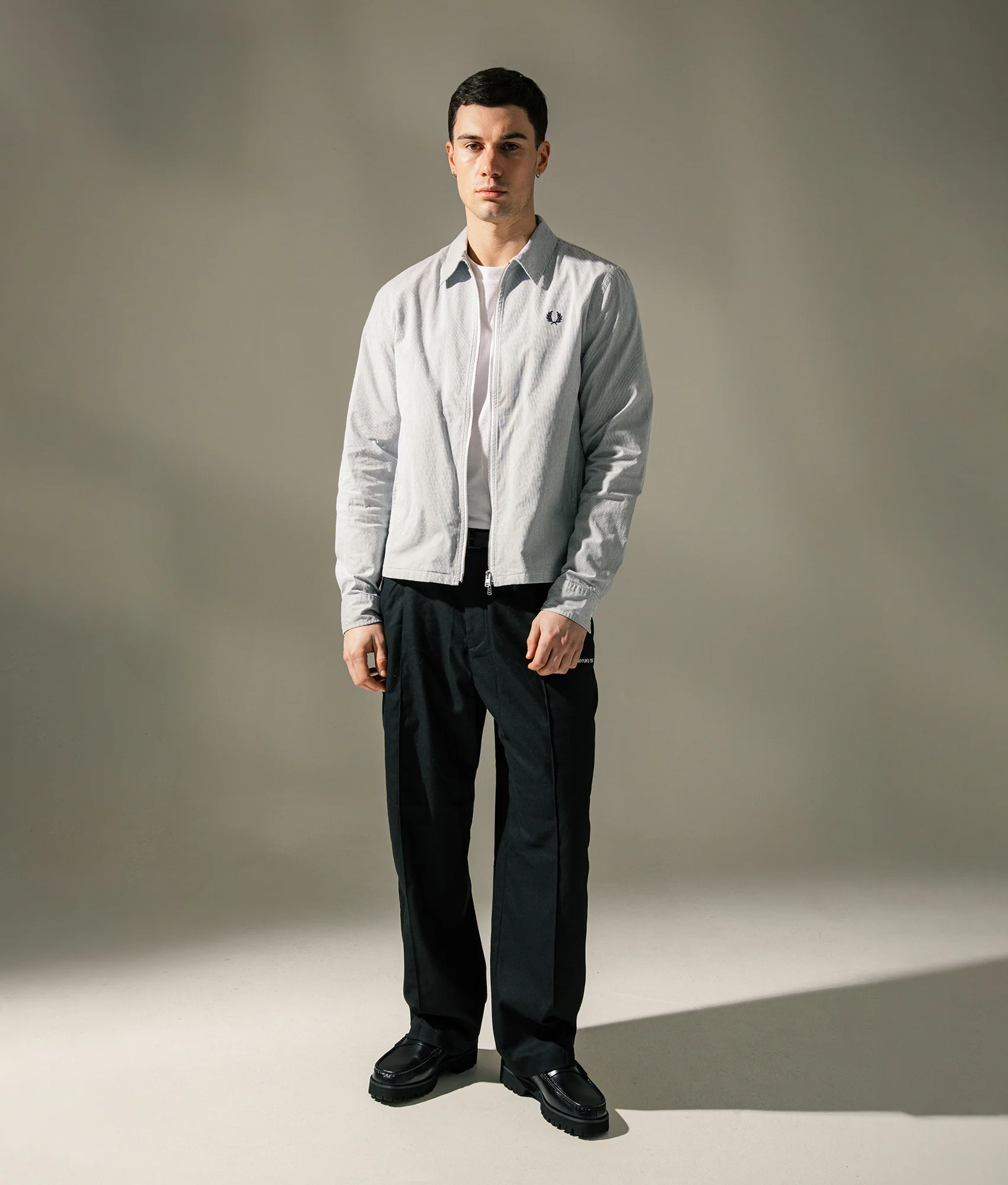Regular Fit Striped Seersucker Zip Through Overshirt - Image 2