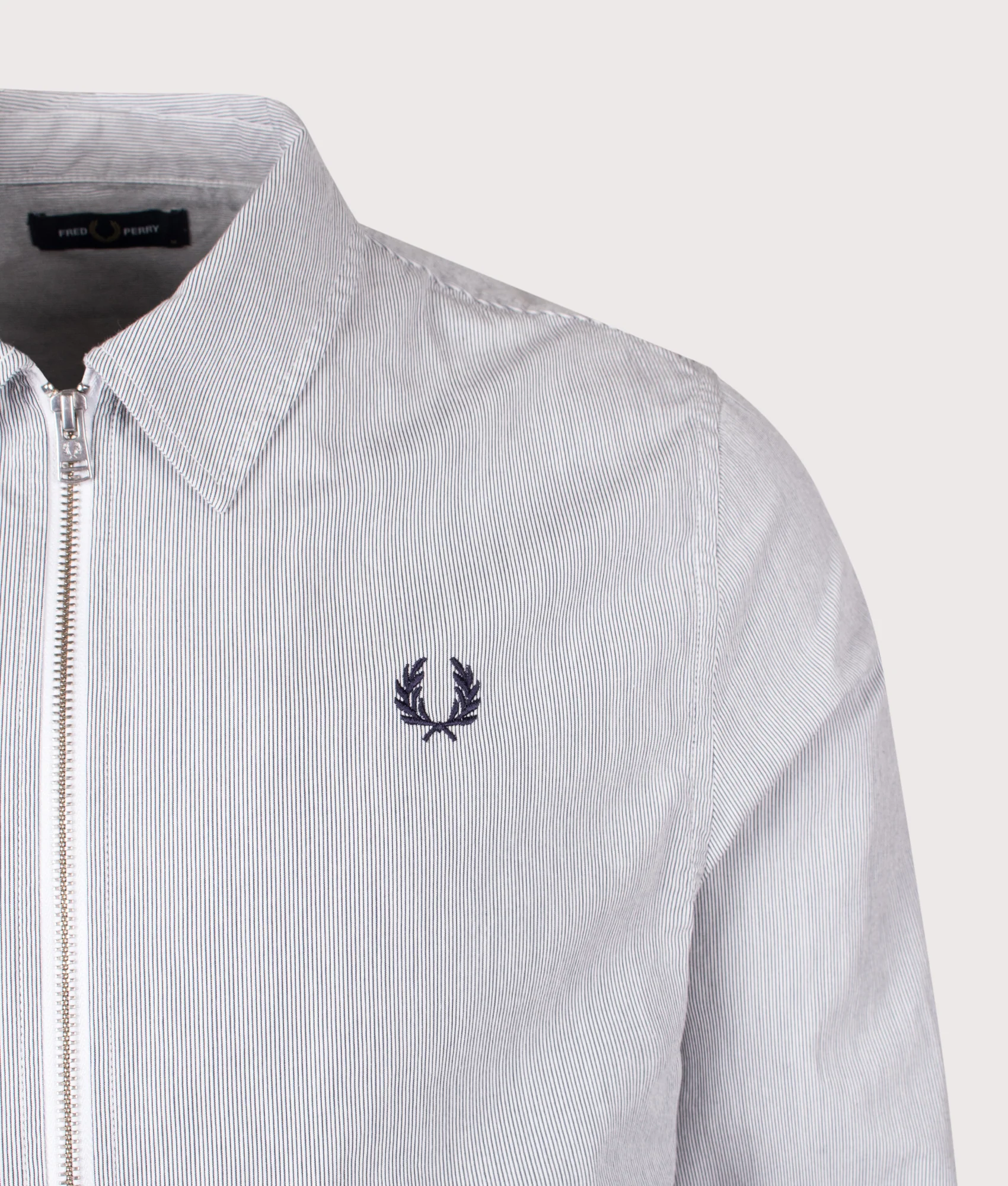 Regular Fit Striped Seersucker Zip Through Overshirt - Image 3