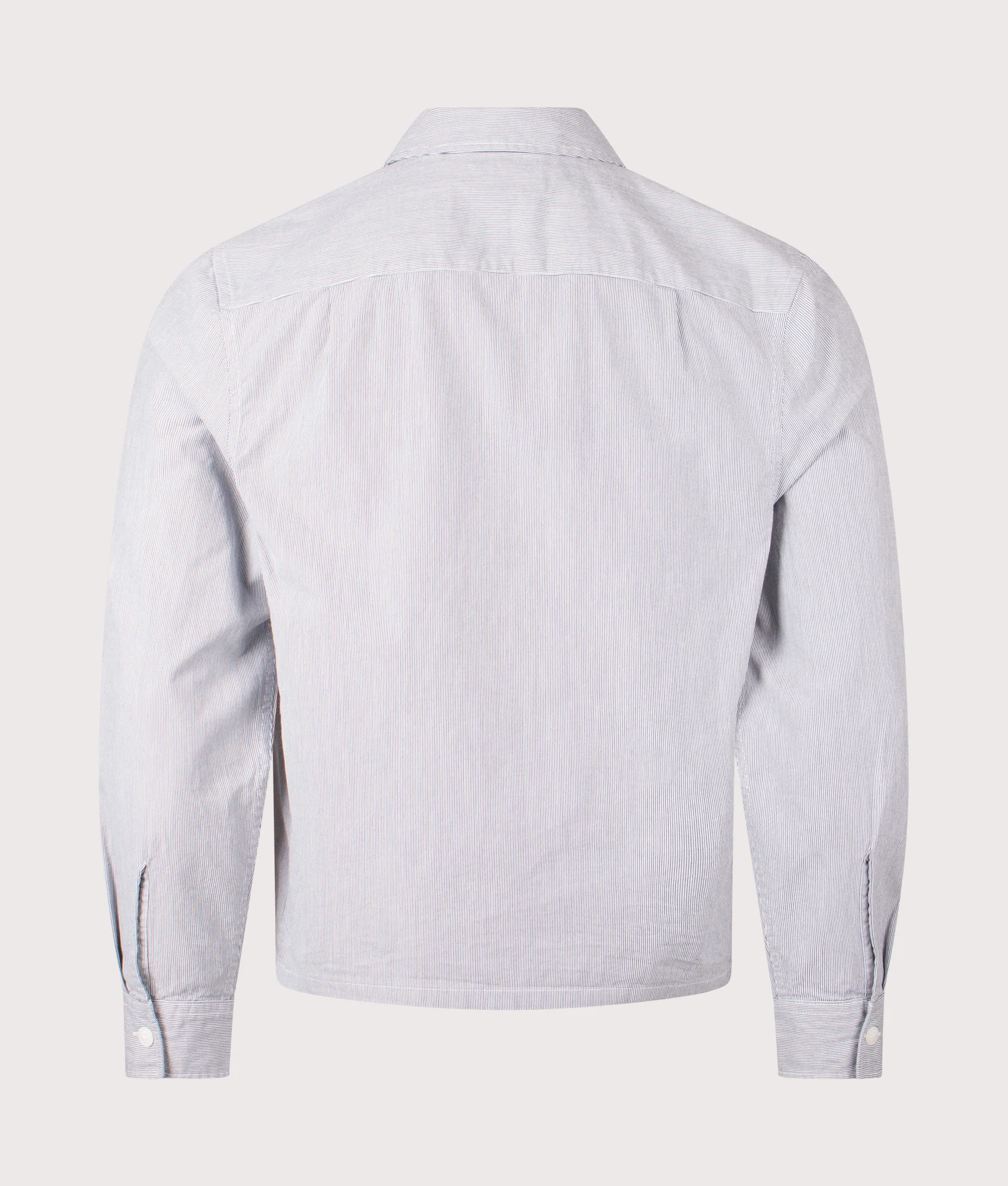Regular Fit Striped Seersucker Zip Through Overshirt - Image 4