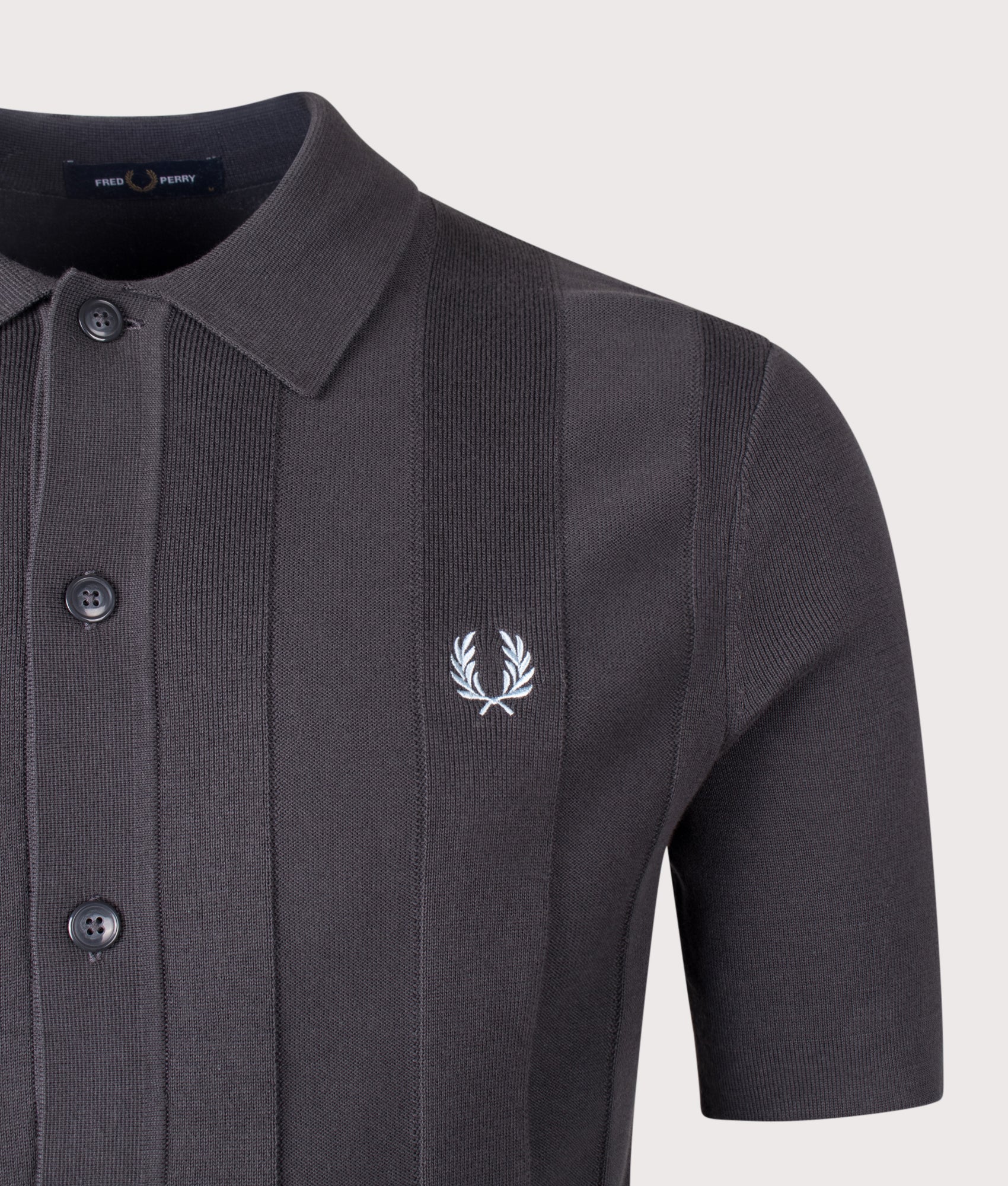 Regular Fit Tonal Vertical Stripe Knitted Shirt - Image 3