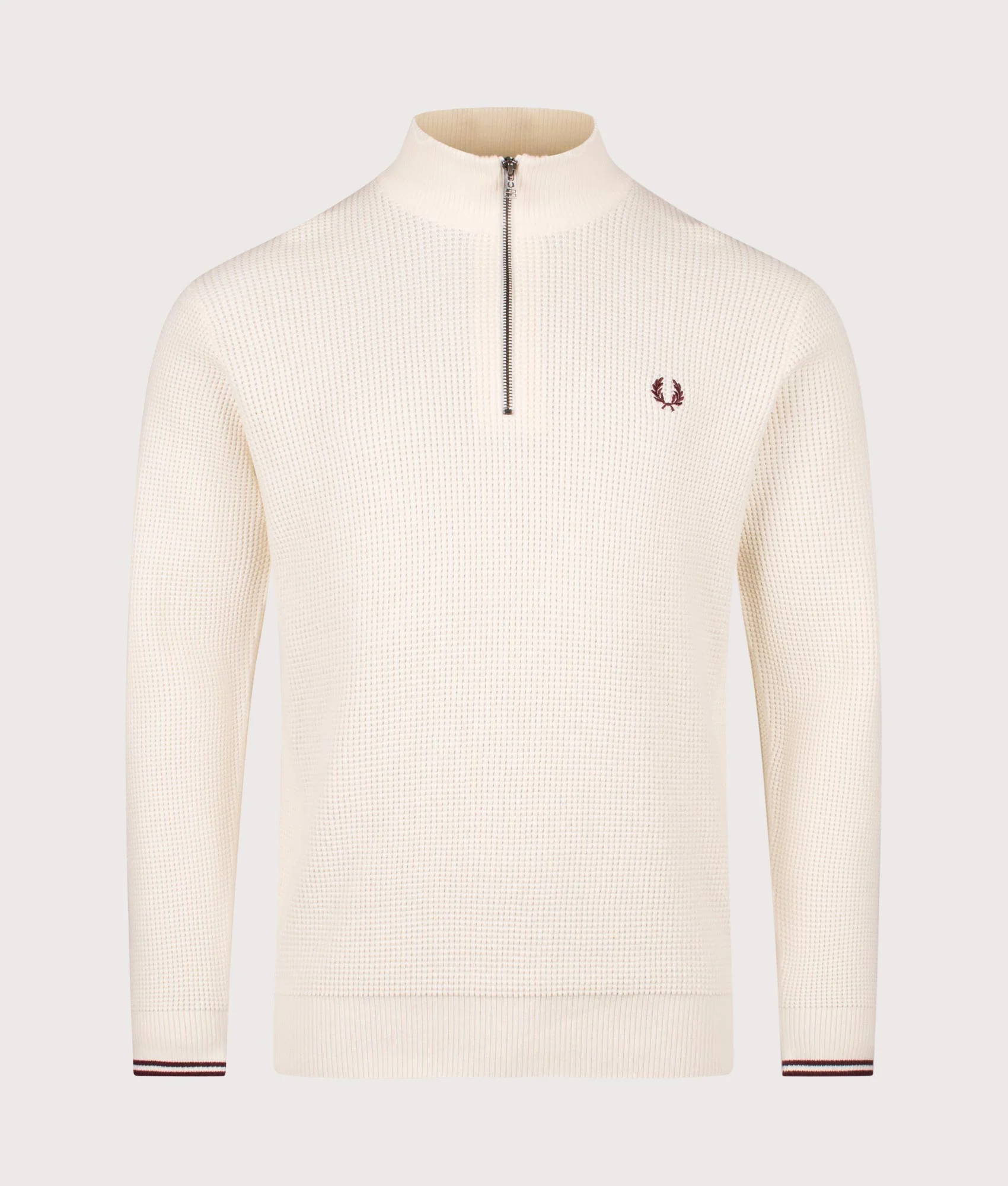 Regular Fit Waffle Stitch Quarter Zip Jumper