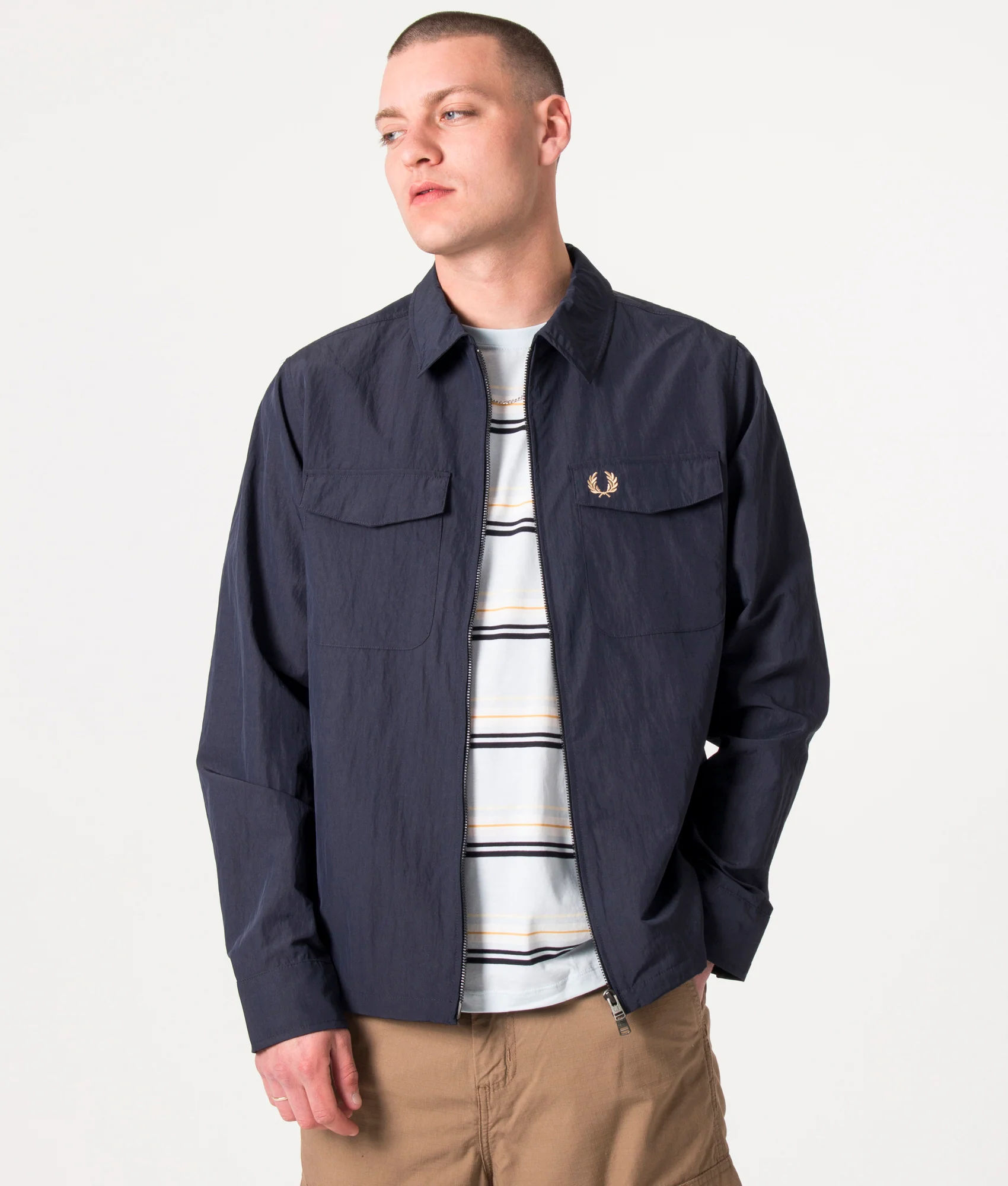 Regular Fit Zip Through Lightweight Textured Overshirt - Image 4