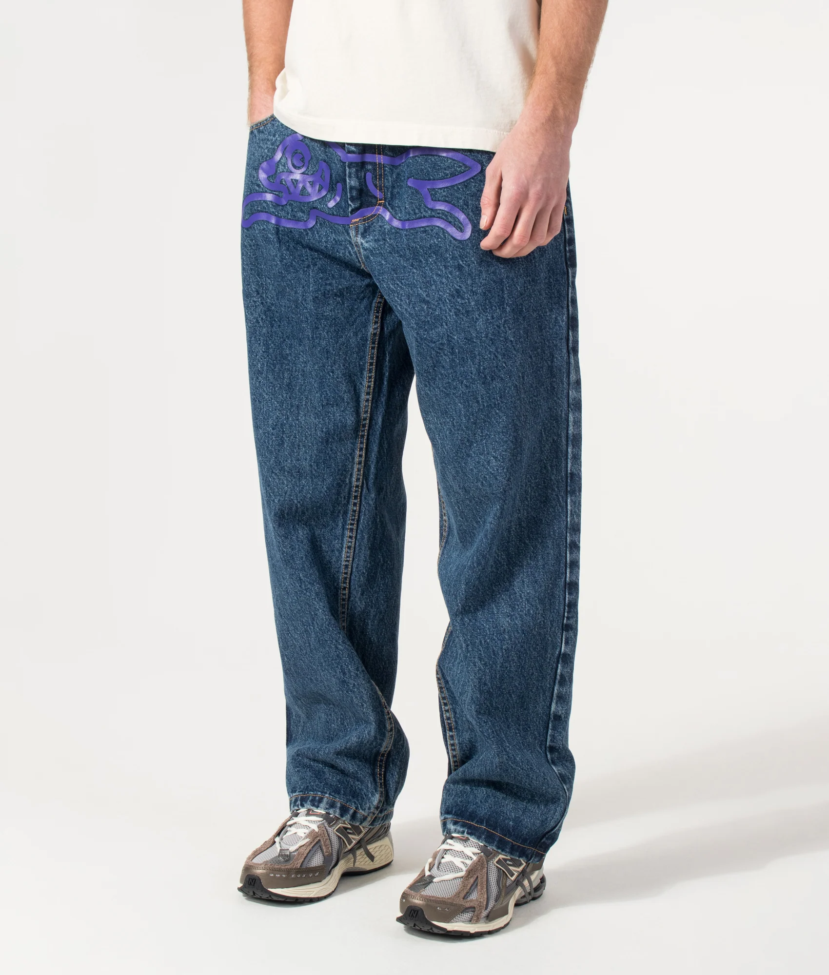 Loose Fit Running Dog Double Scoop Denim Jeans - Image 2