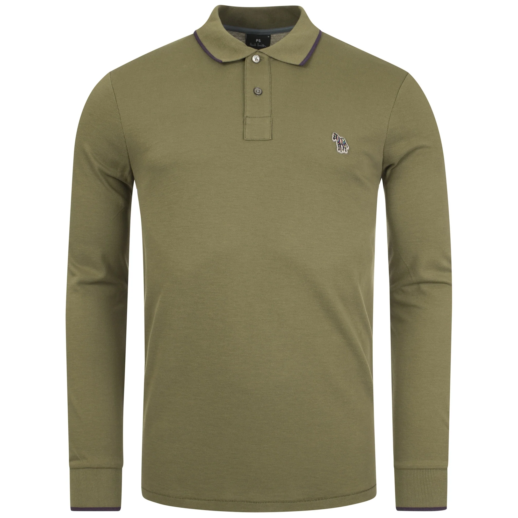 Regular Fit Long Sleeve Zebra Logo Single Tipped Polo