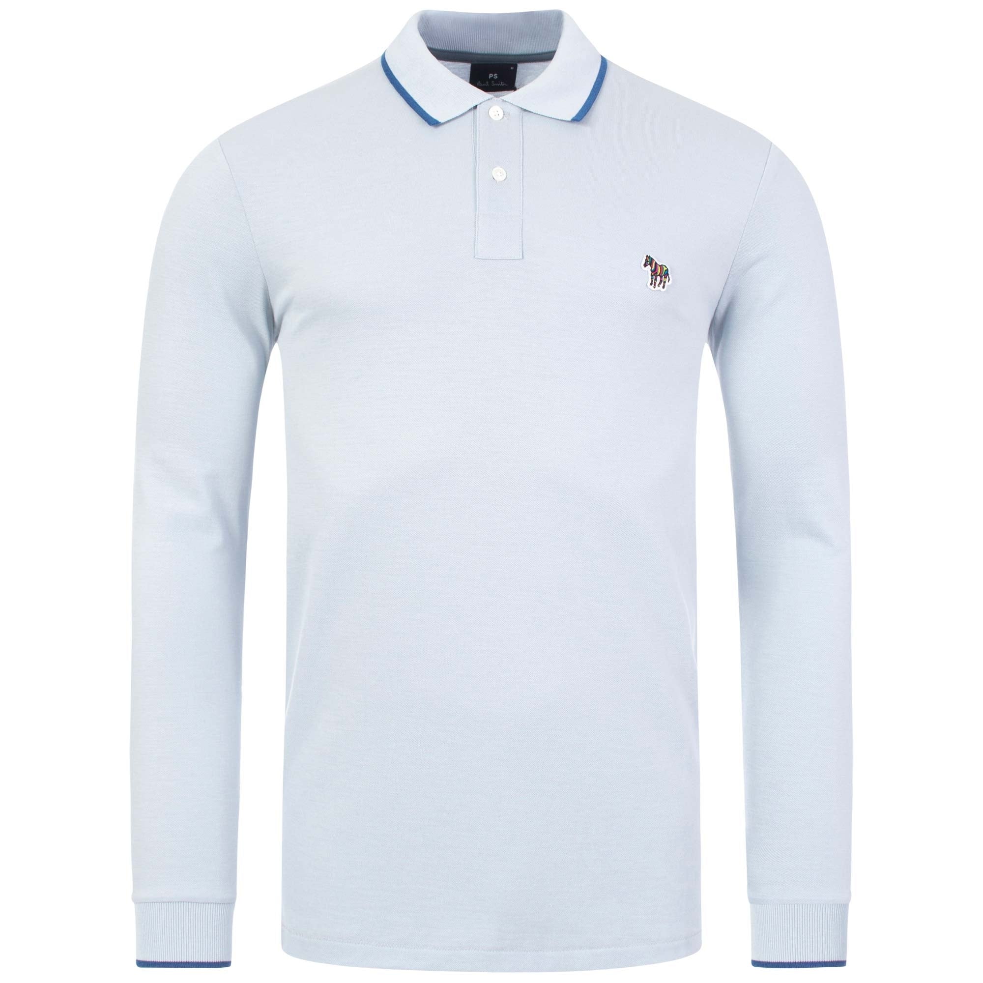 Regular Fit Long Sleeve Zebra Logo Tipped Polo Shirt
