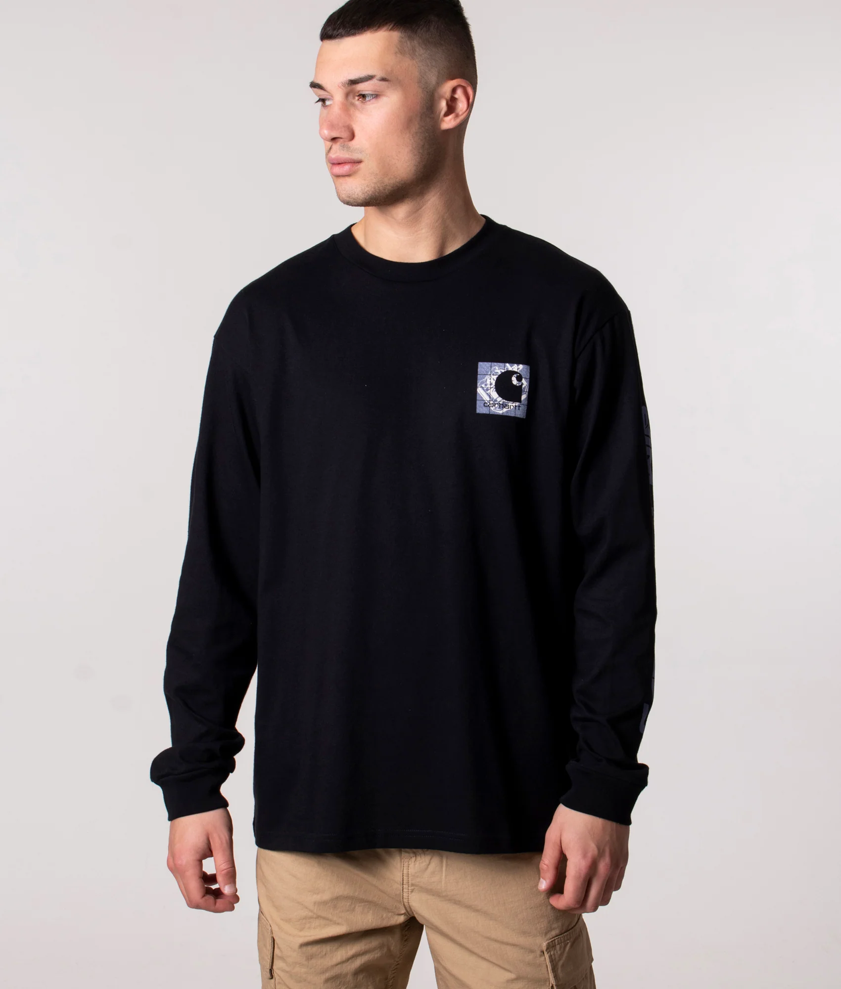 Long Sleeved Loose Fit Grid C T-Shirt - Image 2