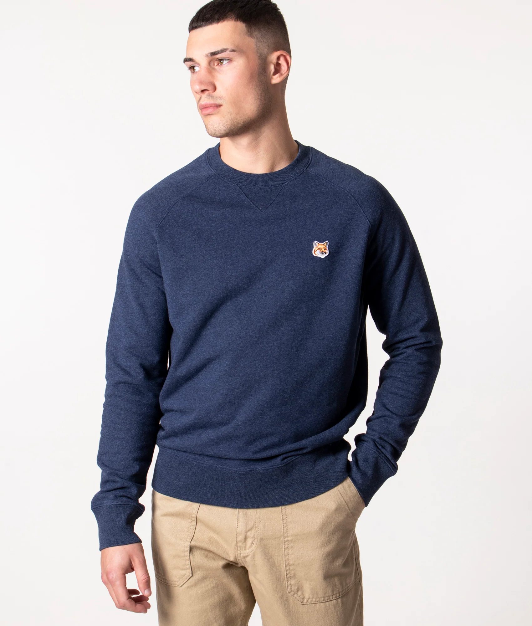 Slim Fit Fox Head Patch Classic Sweatshirt