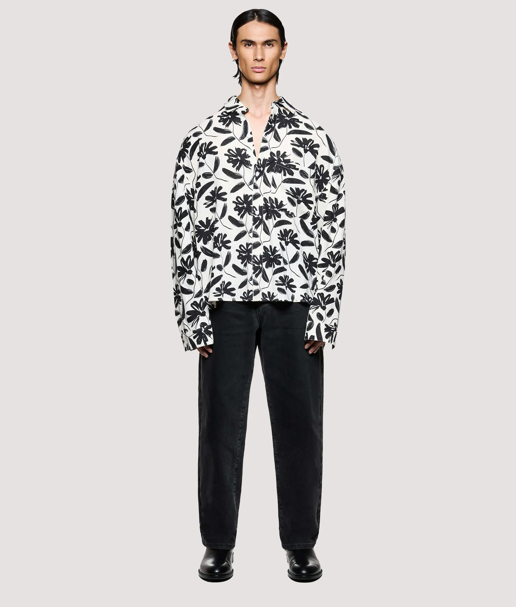 Box Fit Floral Linen Dress Shirt - Image 5