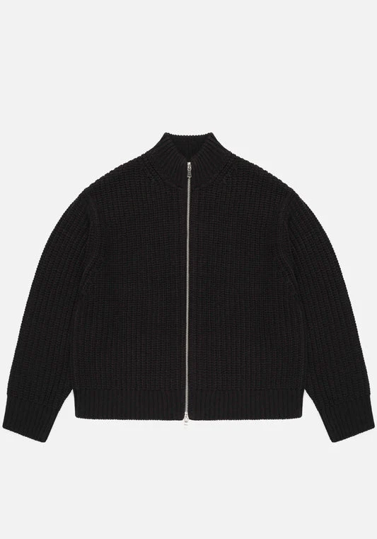 Oversized Fit Chunky Rib Knit Track Jacket